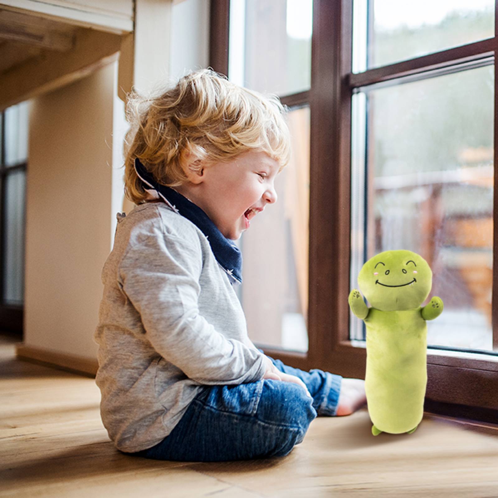 Miniso Cojín Largo De Dinosaurio Verde 99x39x20 cm