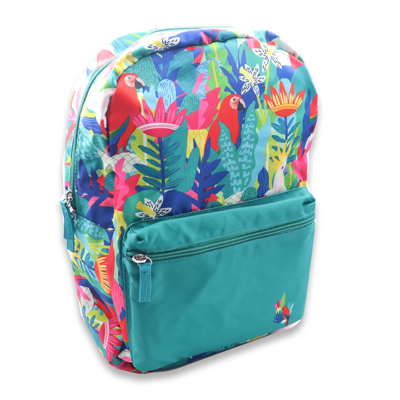 Miniso Mochila Rectagular  Aves Garden Party Tela Verde 40x32 2x7 8 cm Bolsas y mochilas