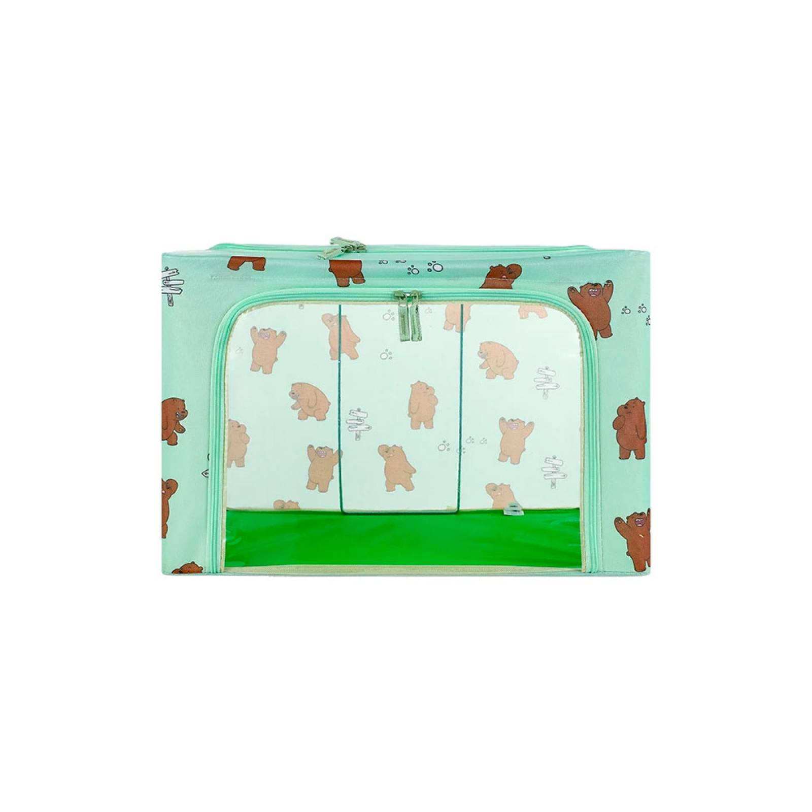 Miniso Organizador We Bare Bears Pardo De Tela Ventana Frontal Verde 53 x 43 cm