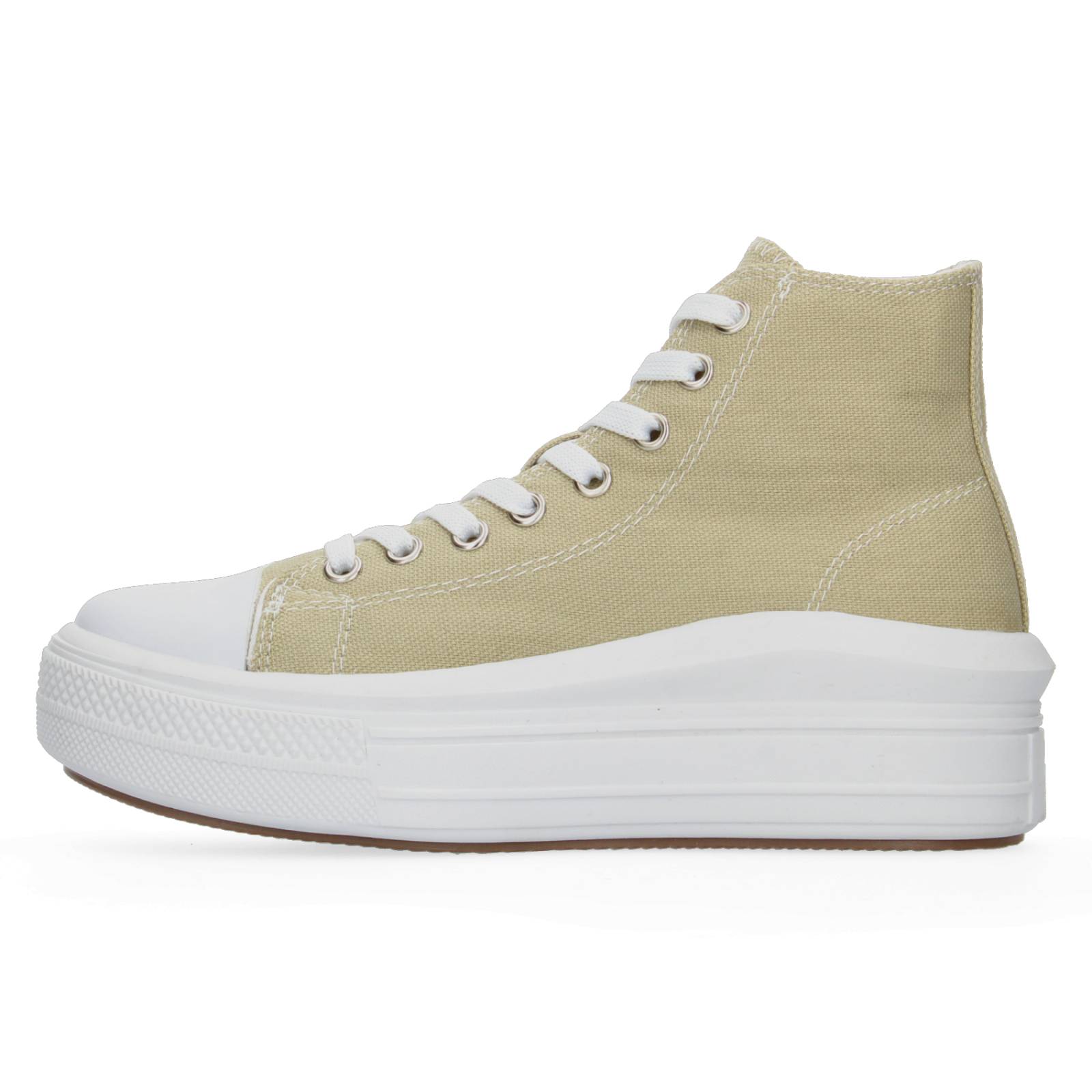 Tenis Bota con Plataforma Beige para Mujer [MAD21] 