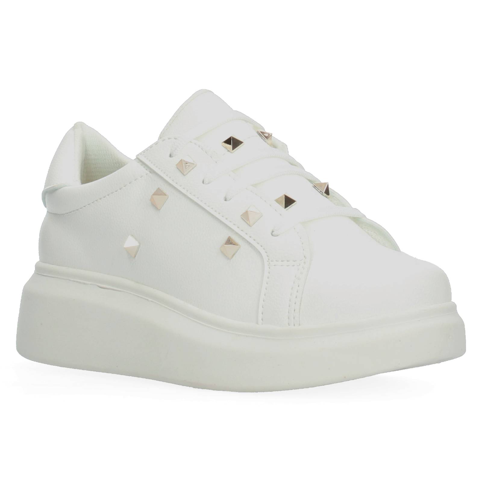 Tenis Plataforma con Estoperoles Blanco para Mujer [COS12] 