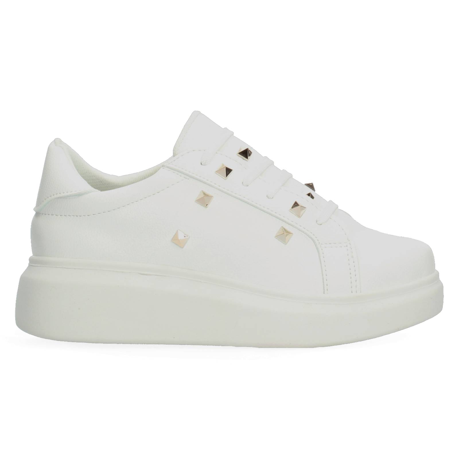Tenis Plataforma con Estoperoles Blanco para Mujer [COS12] 