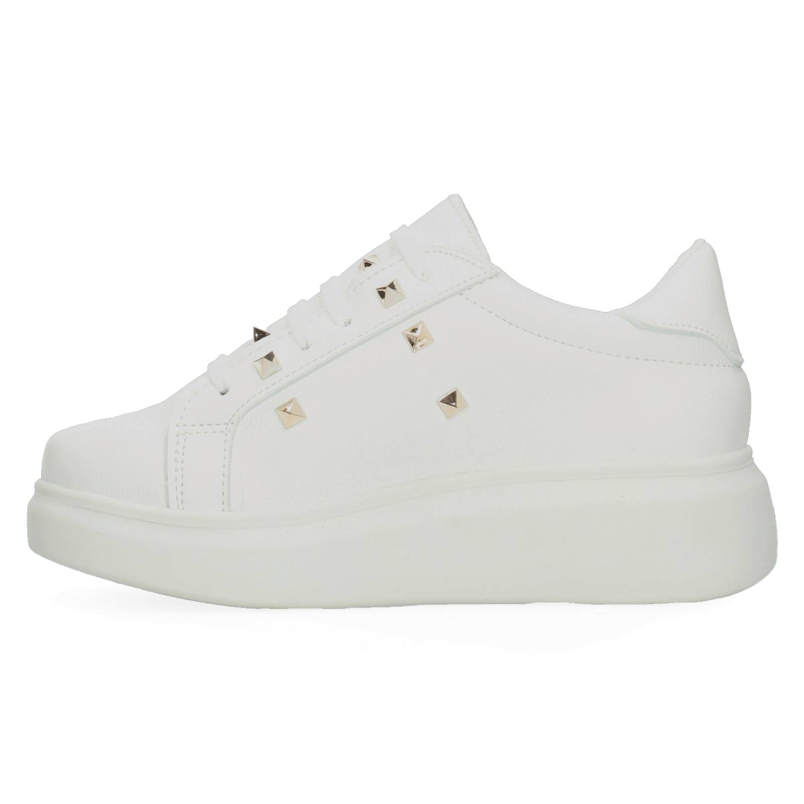 Tenis Plataforma con Estoperoles Blanco para Mujer [COS12] 