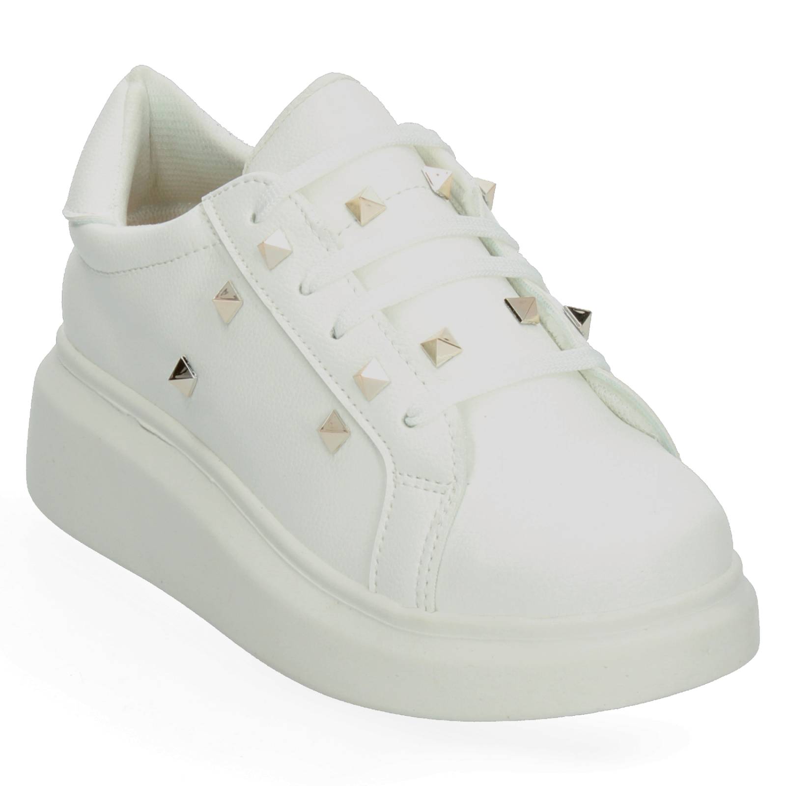 Tenis Plataforma con Estoperoles Blanco para Mujer [COS12] 