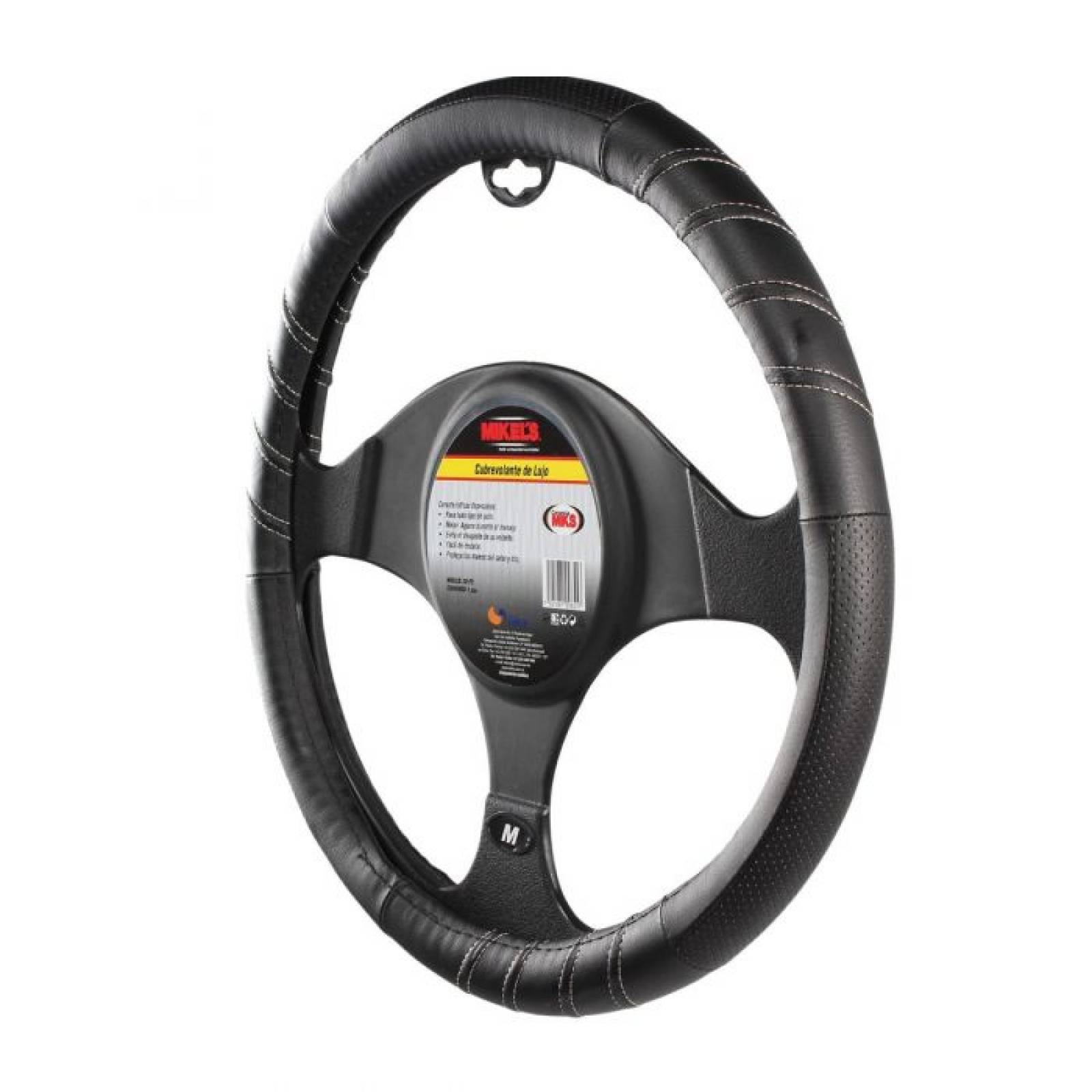 Cubre volante de piel color negro deportivo Mikels