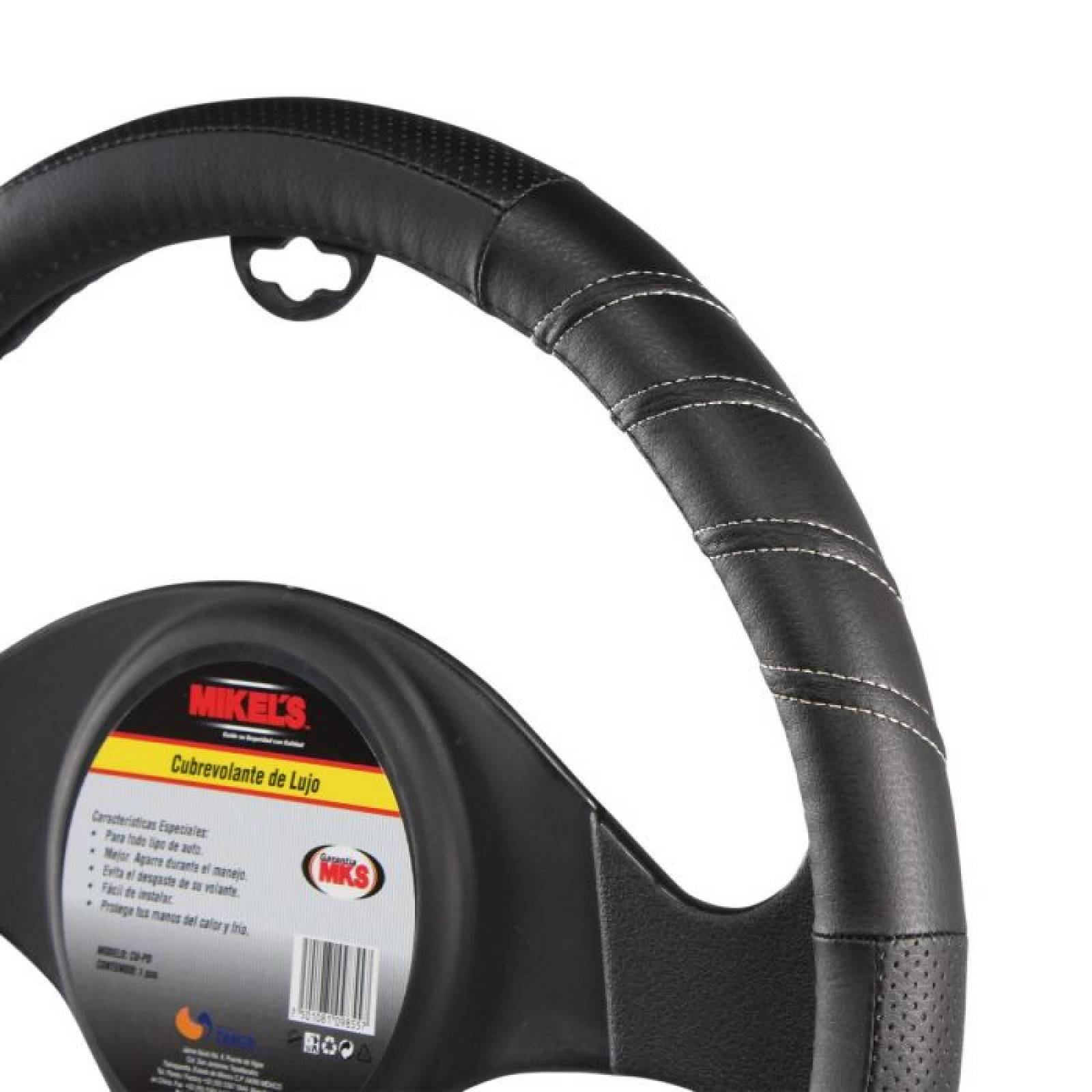 Cubre volante de piel color negro deportivo Mikels