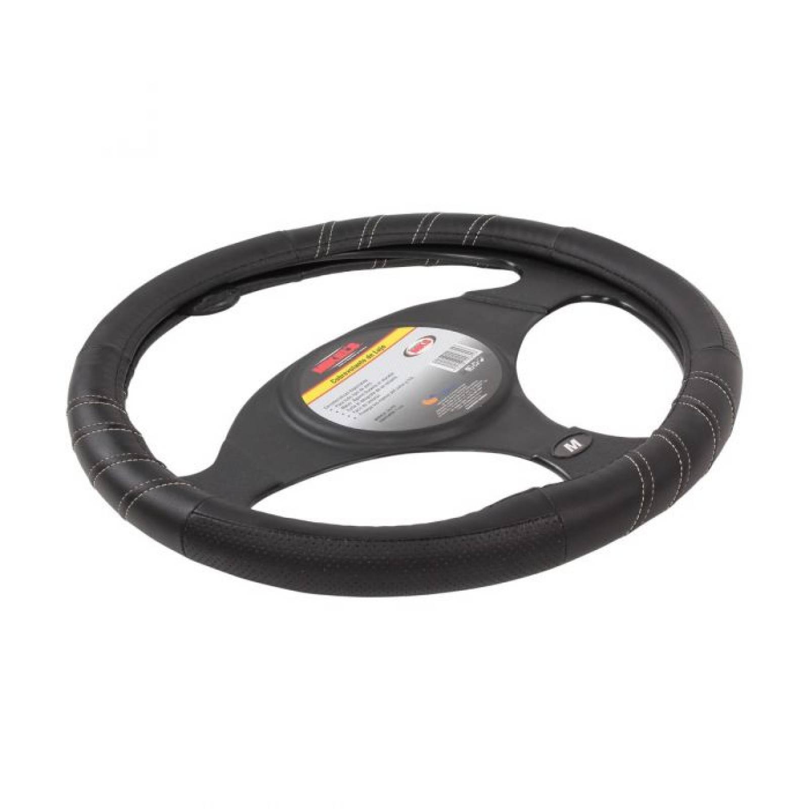 Cubre volante de piel color negro deportivo Mikels