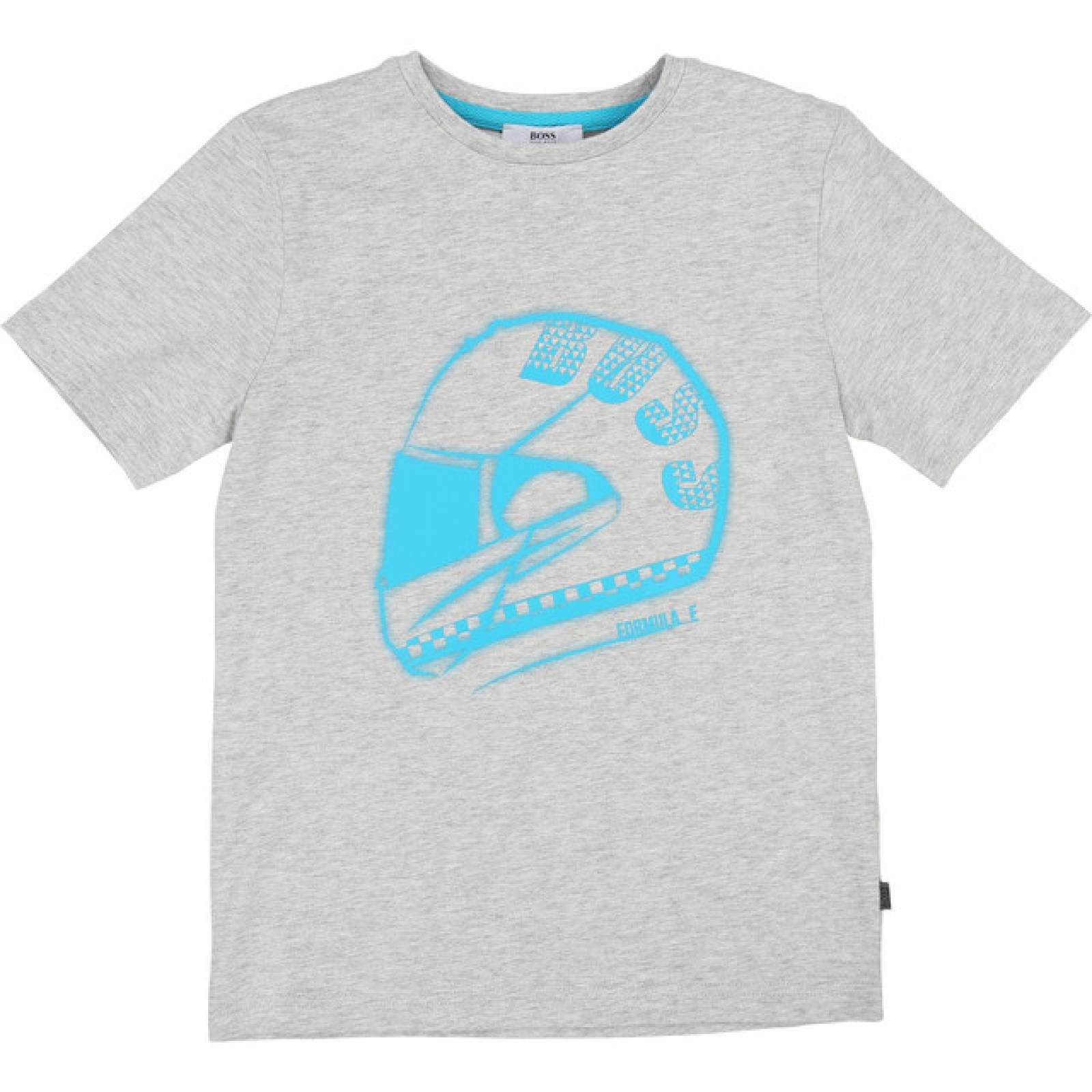 HUGO BOSS PLAYERA GRIS CON AZUL PARA NIÑO