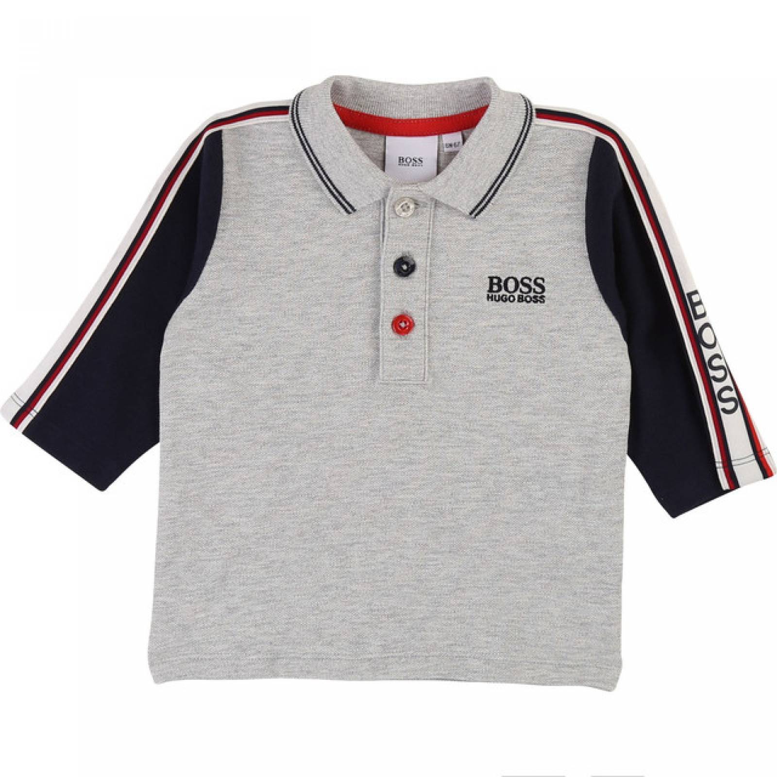 HUGO BOSS  POLO GRIS MANGA LARGA,PARA BEBE