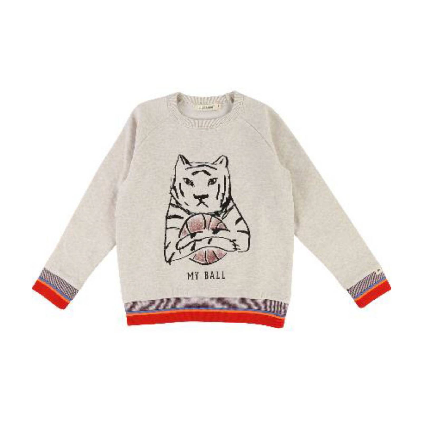 Sudadera Gris Con Detalles En Mangas Con Gatito Billybandit