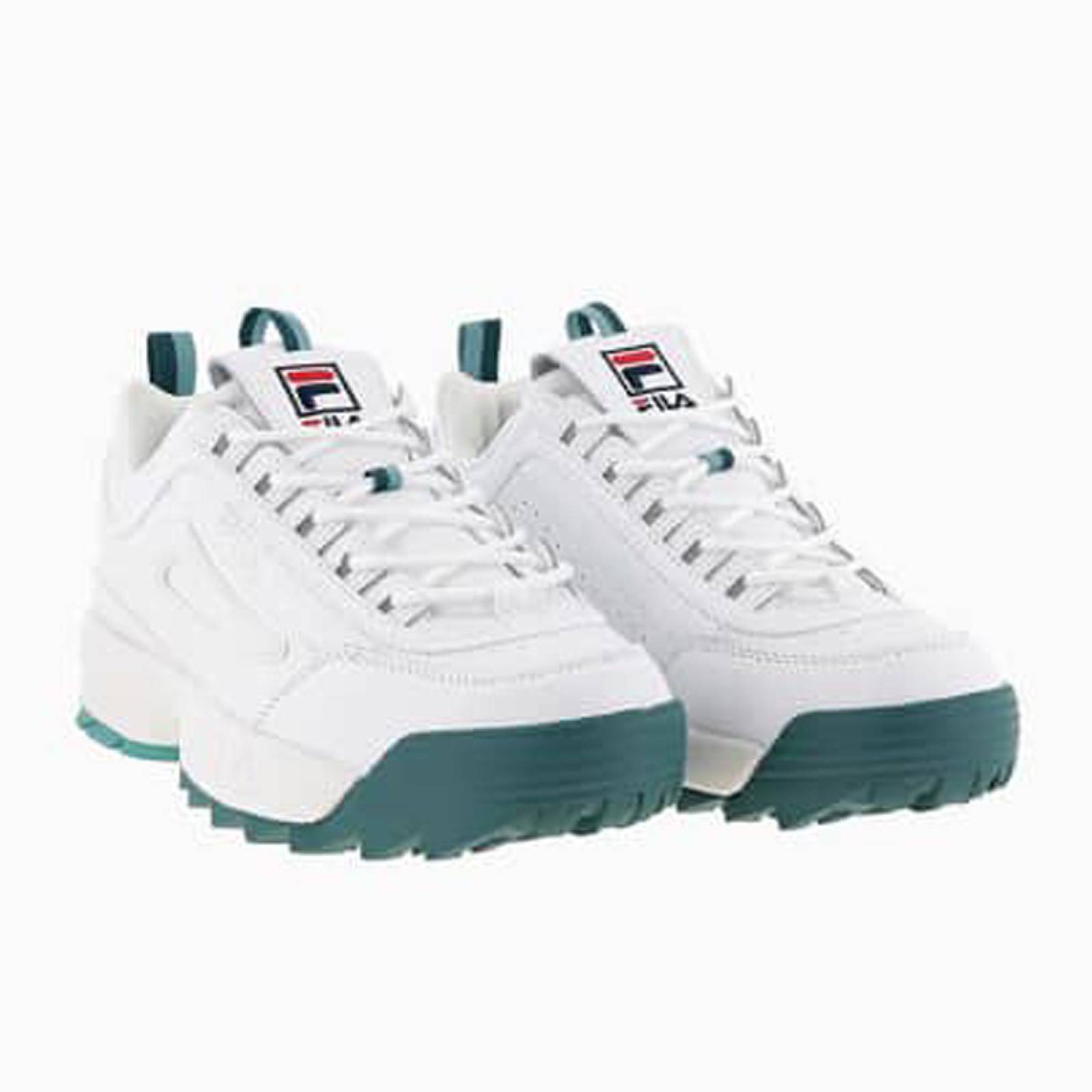 TENIS FILA DISRUPTOR II DUO BLANCO CON TURQUESA