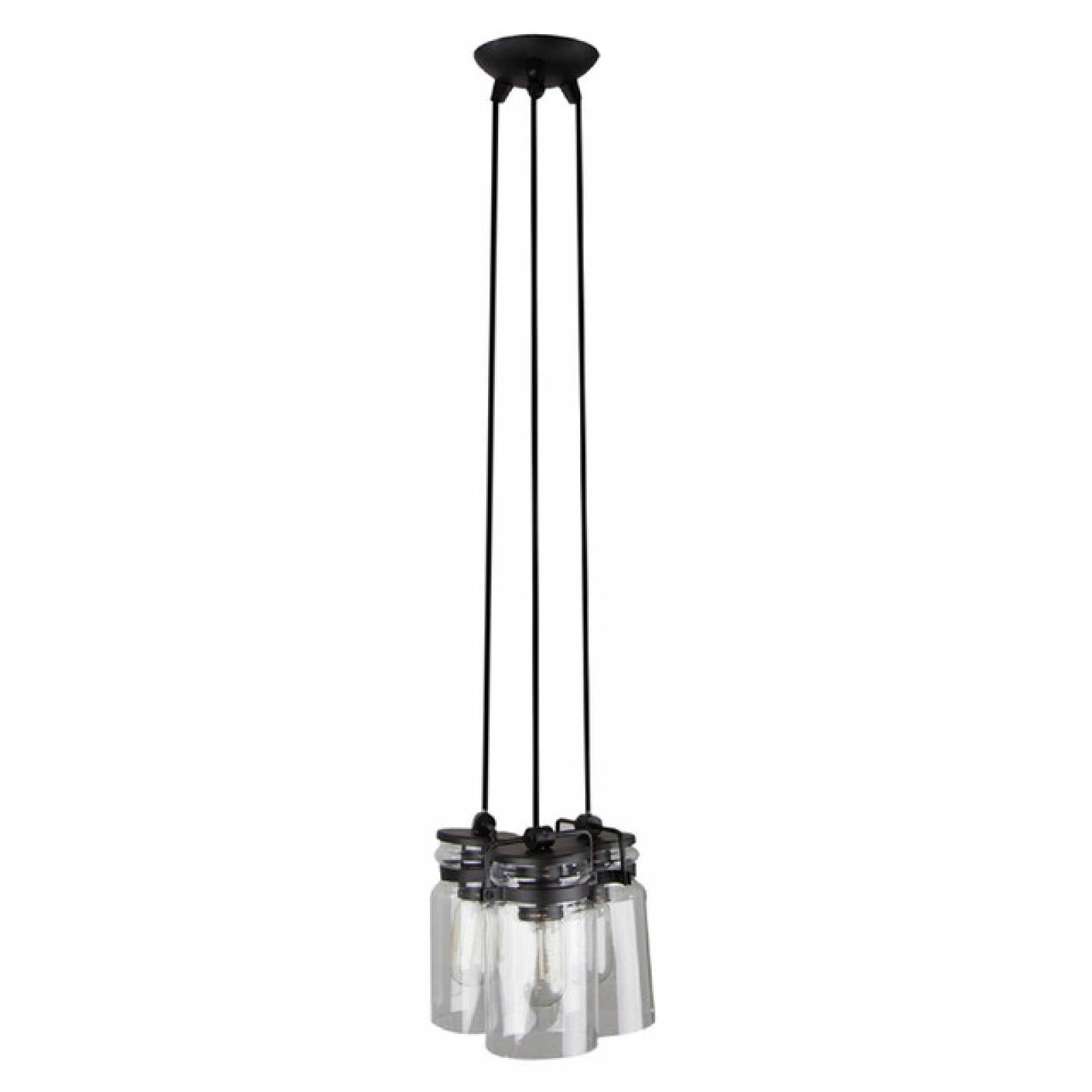 Lámpara Colgante Vintage Acero Negro Mate E27 40w 3 Luces 