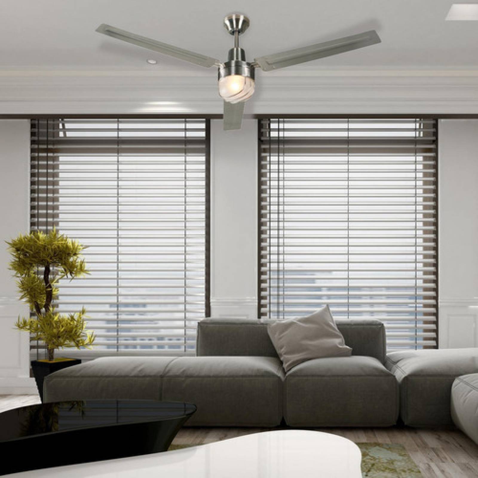 Ventilador De Techo Industrial Plata 54 Acero 60w 1 Luz