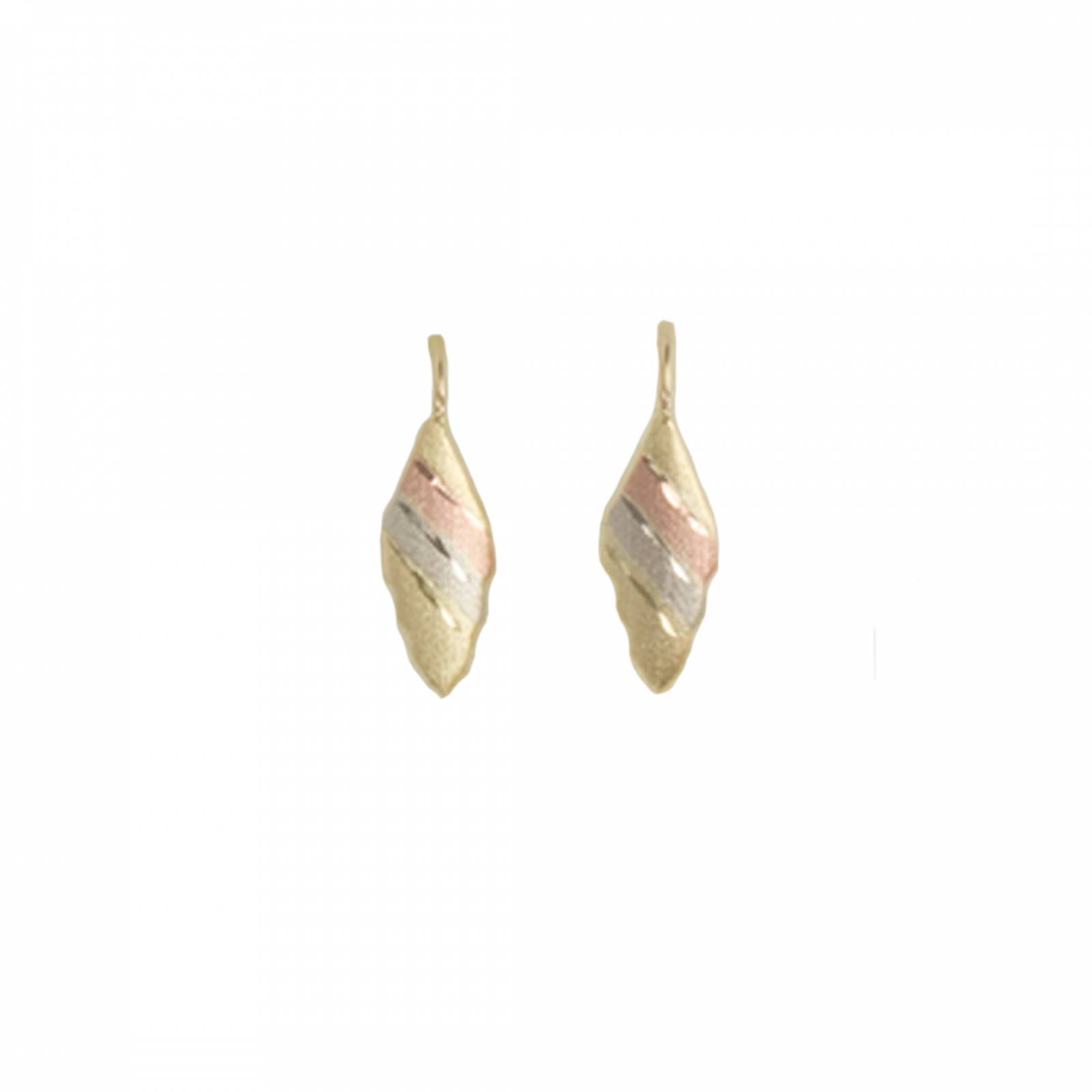 Aretes dama diseño de hoja oro florentino de 10k 1.0 gramo