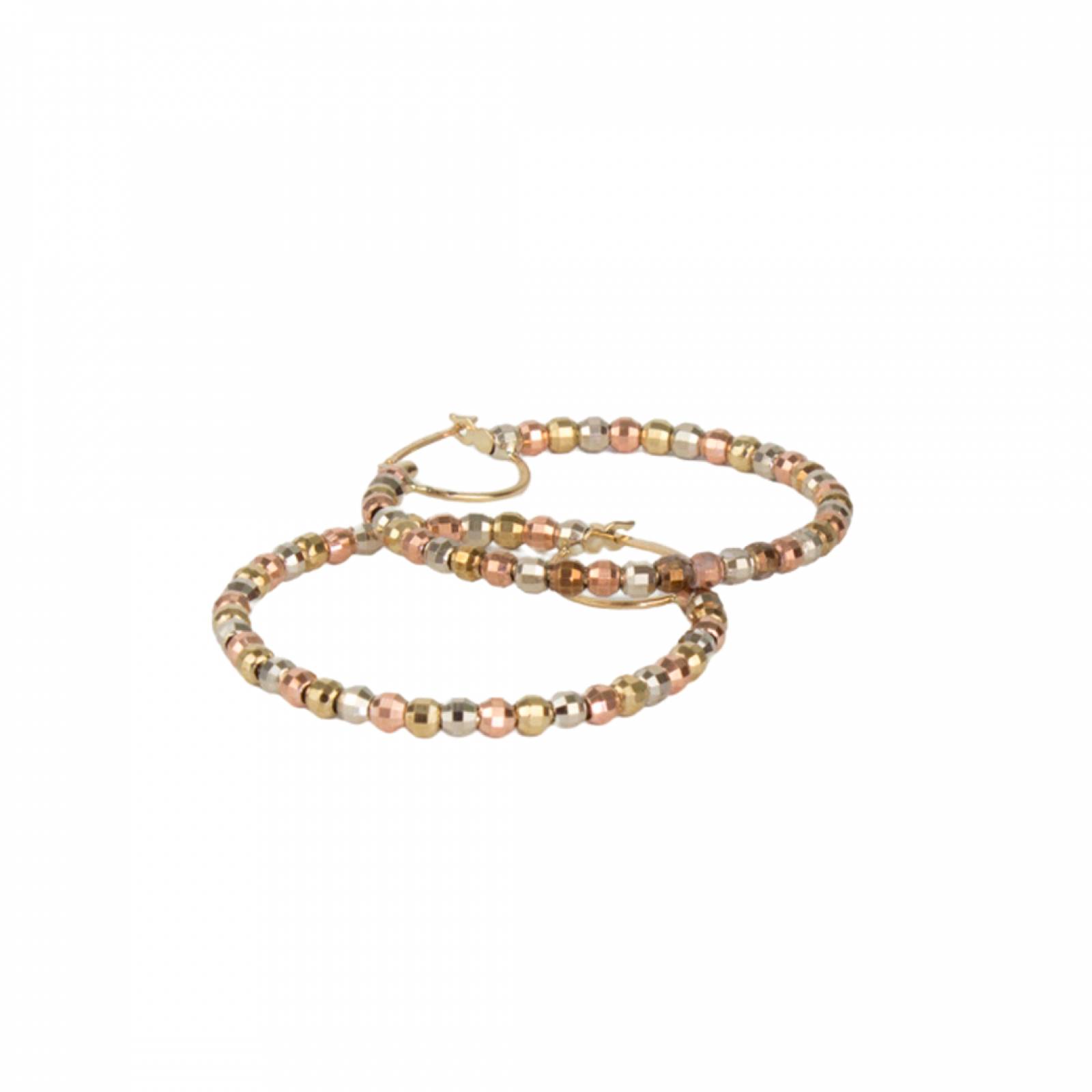 Aretes/Arracadas de cuentas oro florentino de 10k 1.9 gramos