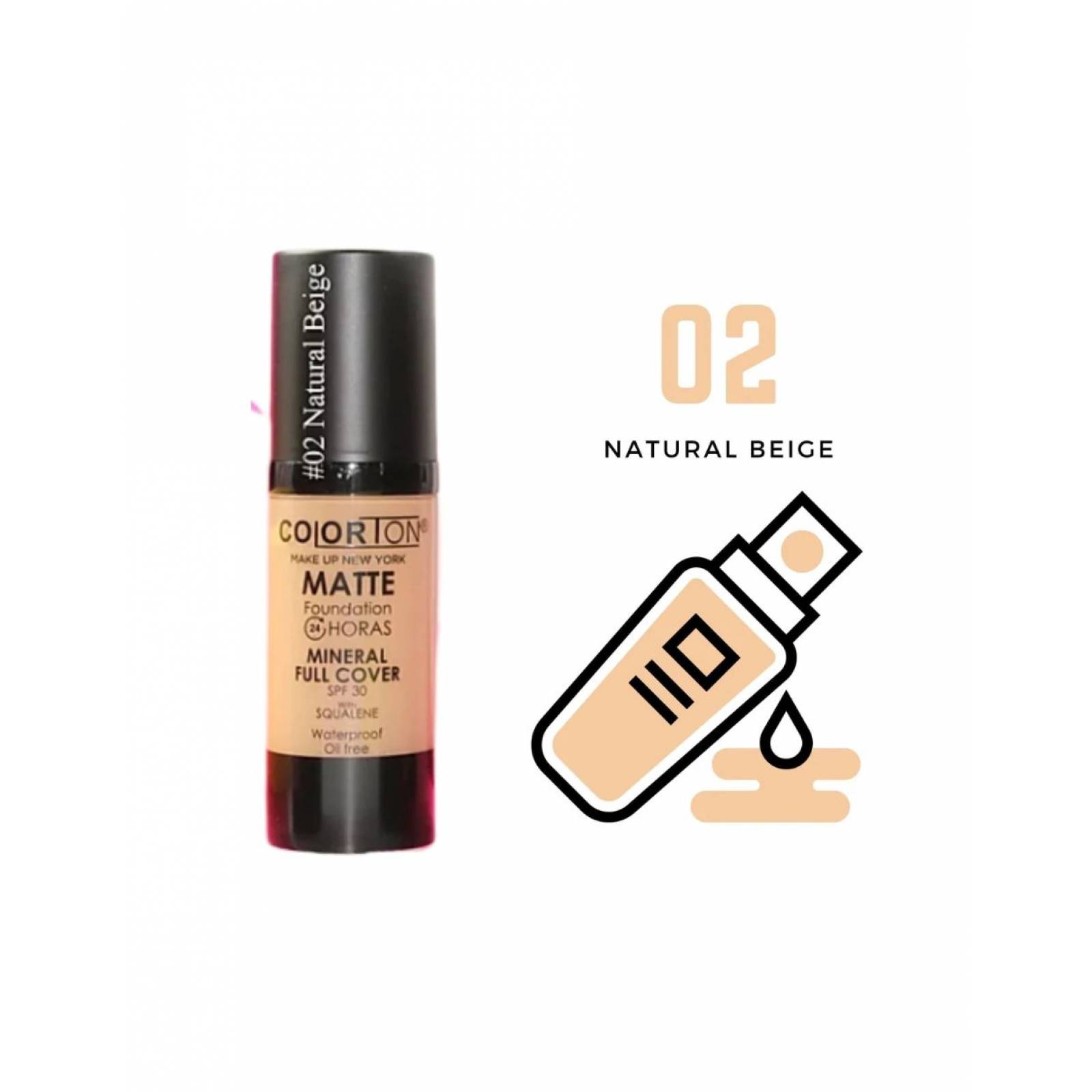 Maquillaje líquido Colorton 02 Naturale Beige de Mujer 30ml