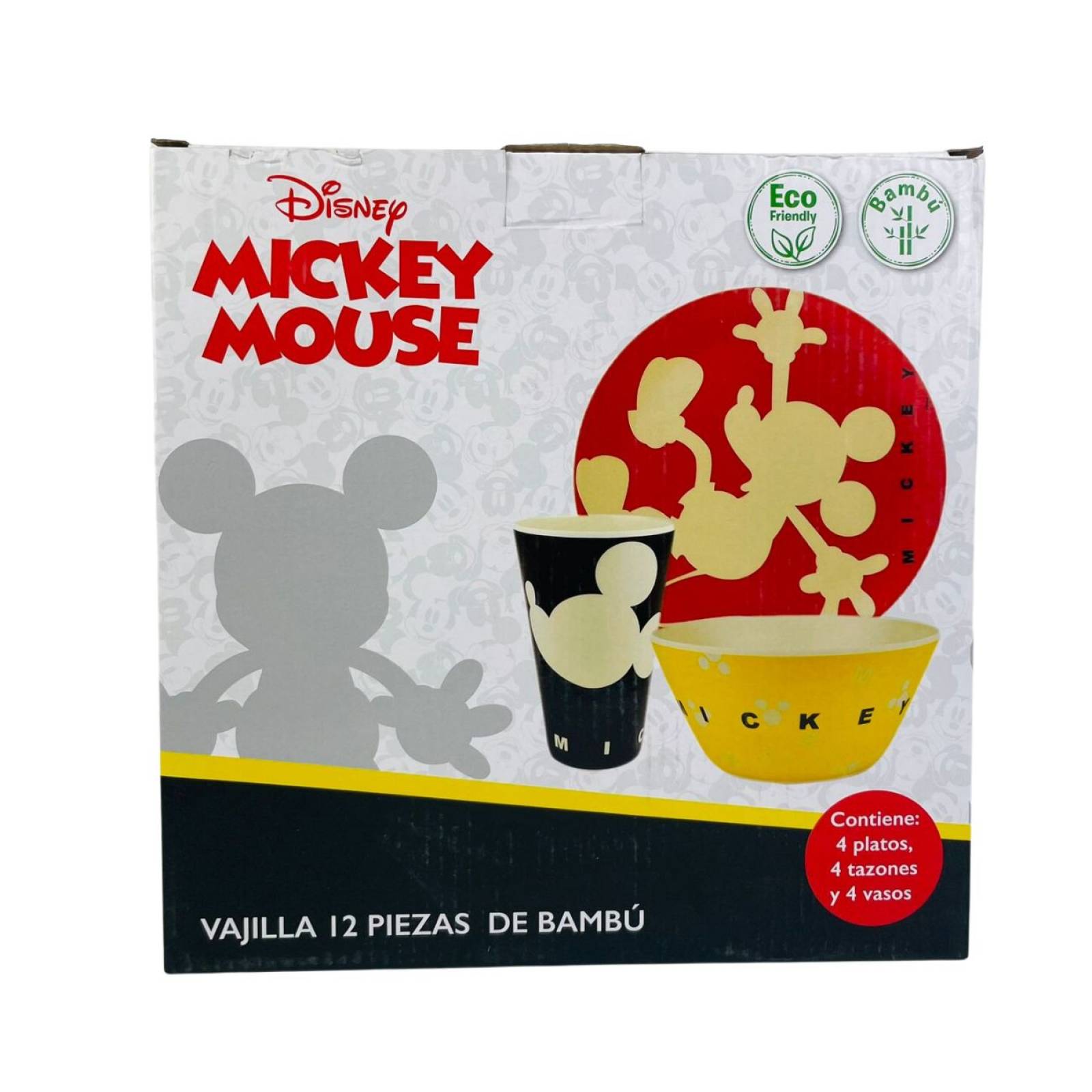 Vajilla Mickey 12 Piezas de Bambu con Caja Fun Kids