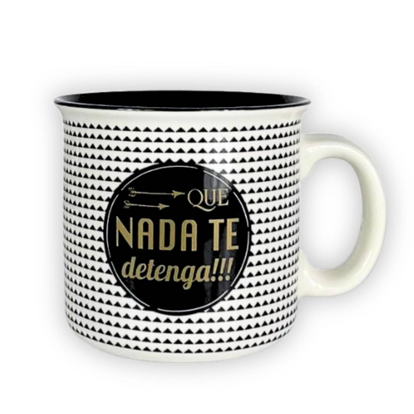 Taza De Porcelana Color Blanco, Negro Y Dorado Cuadros