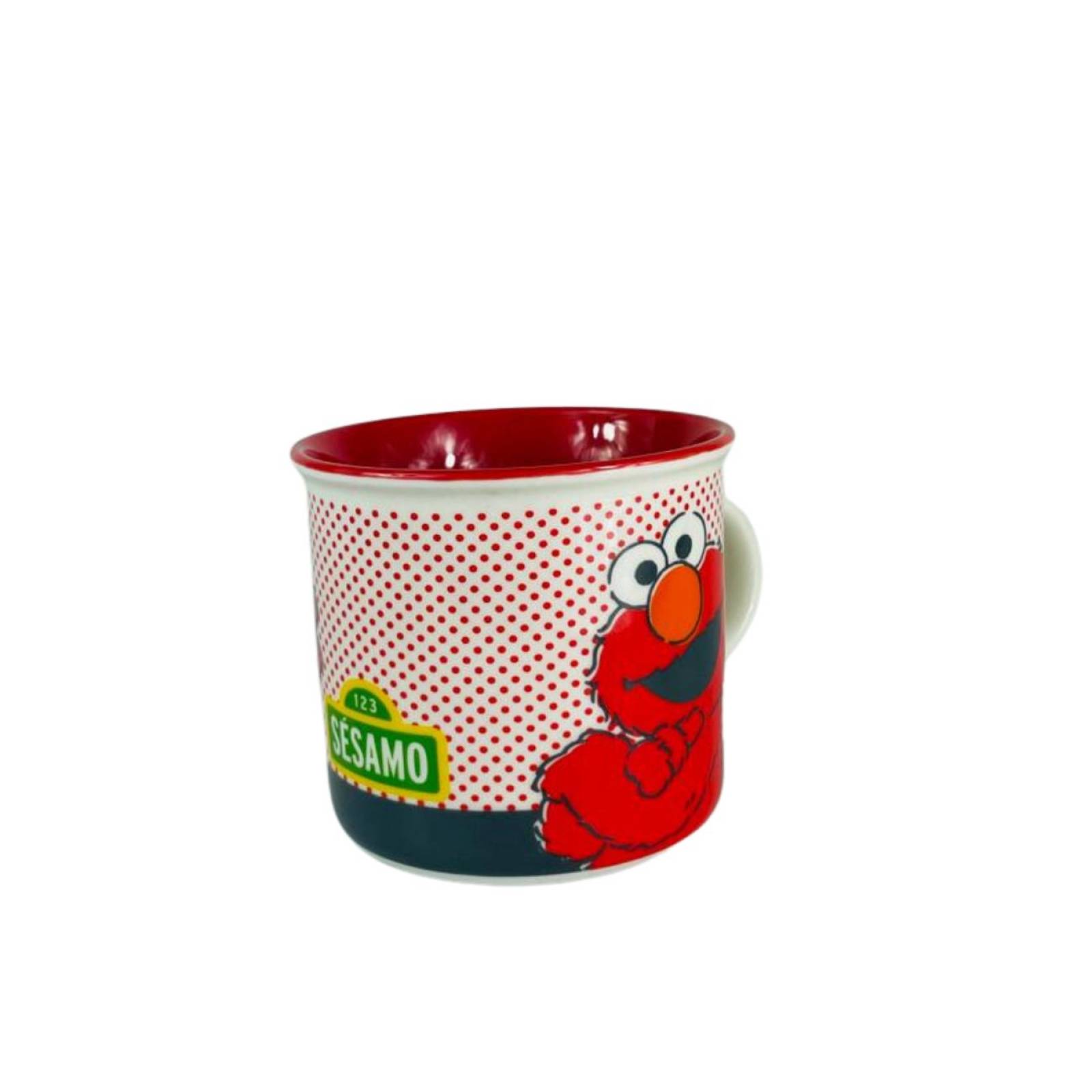 Taza De Porcelana De Plaza Sesamo Rojo Con Blanco