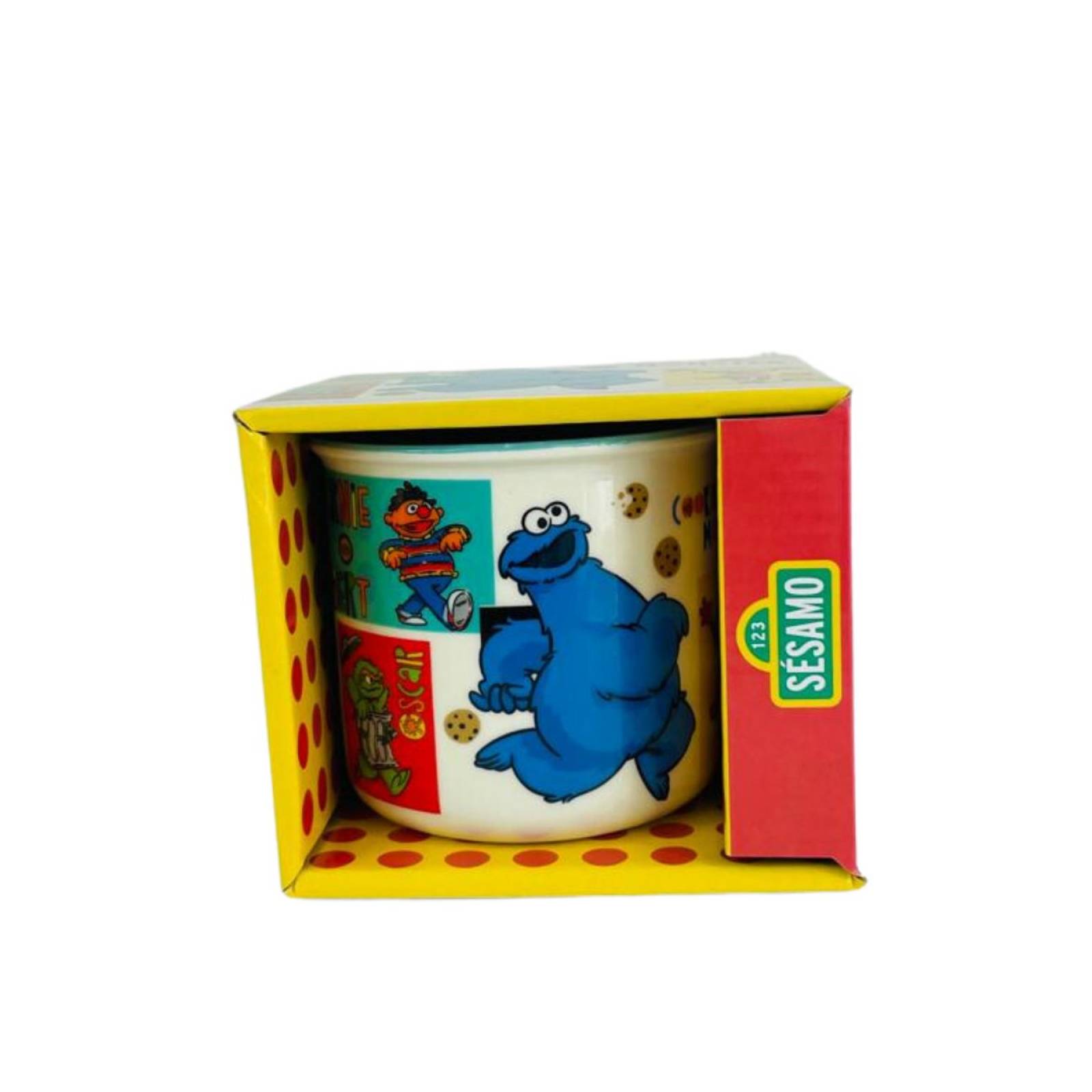 Taza De Porcelana De Plaza Sesamo Blanca