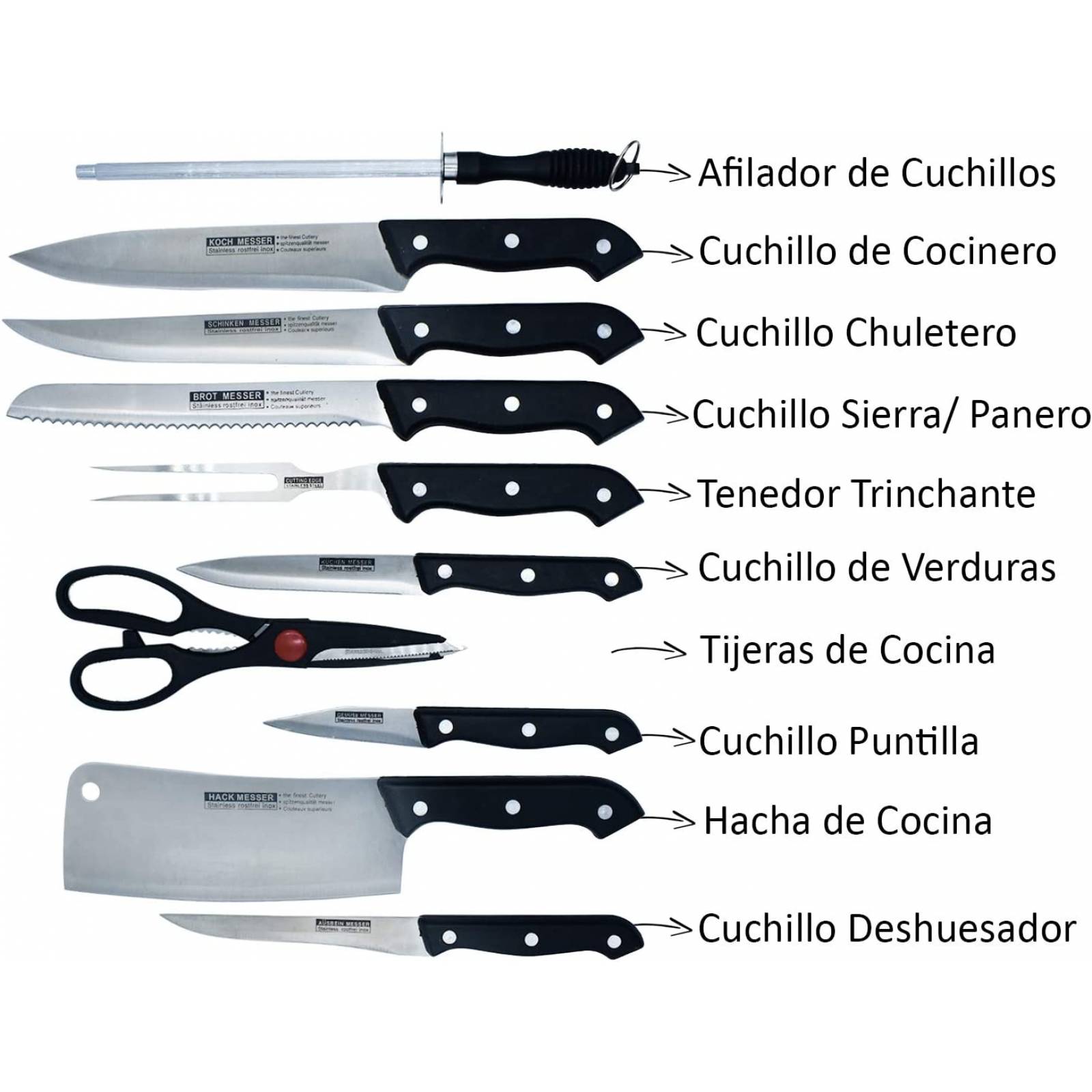 Juego de Cuchillos Top Choice de Acero Inoxidable 5 Piezas