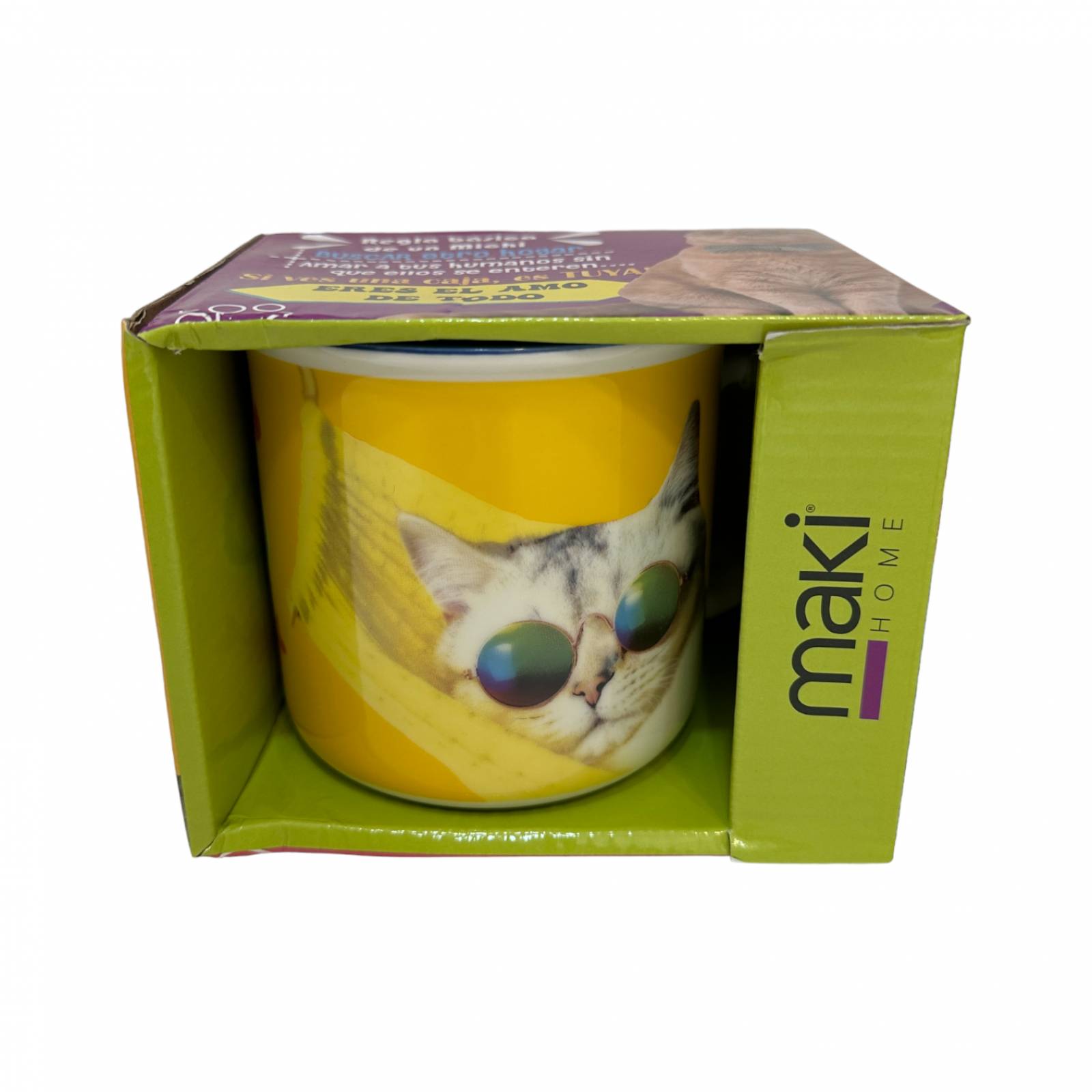 Taza De Porcelana De Gato Color Amarilla