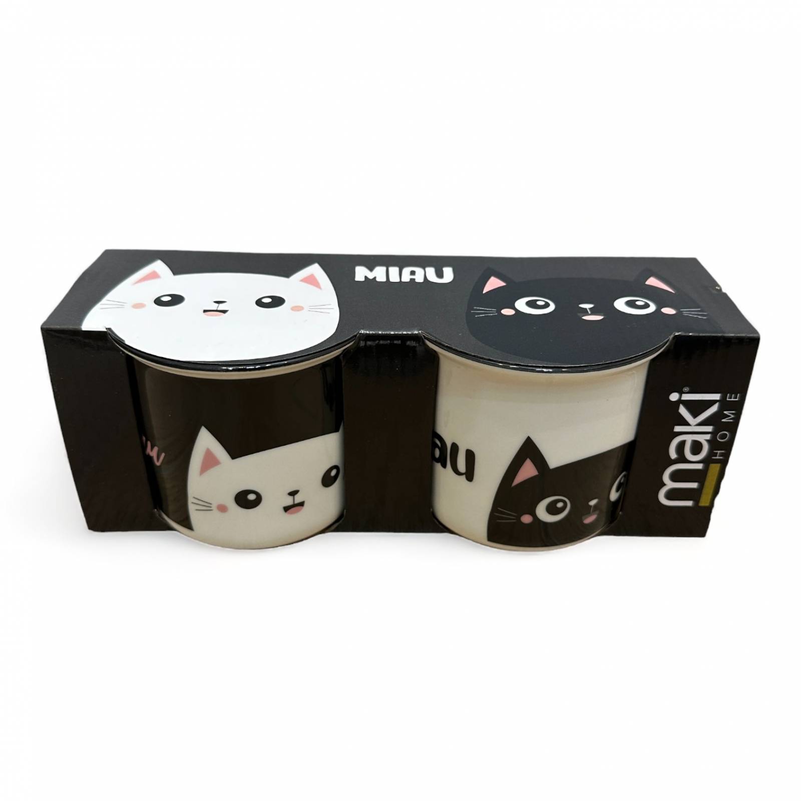 Juego De 2 Tazas De Gato Blanco Y Negro