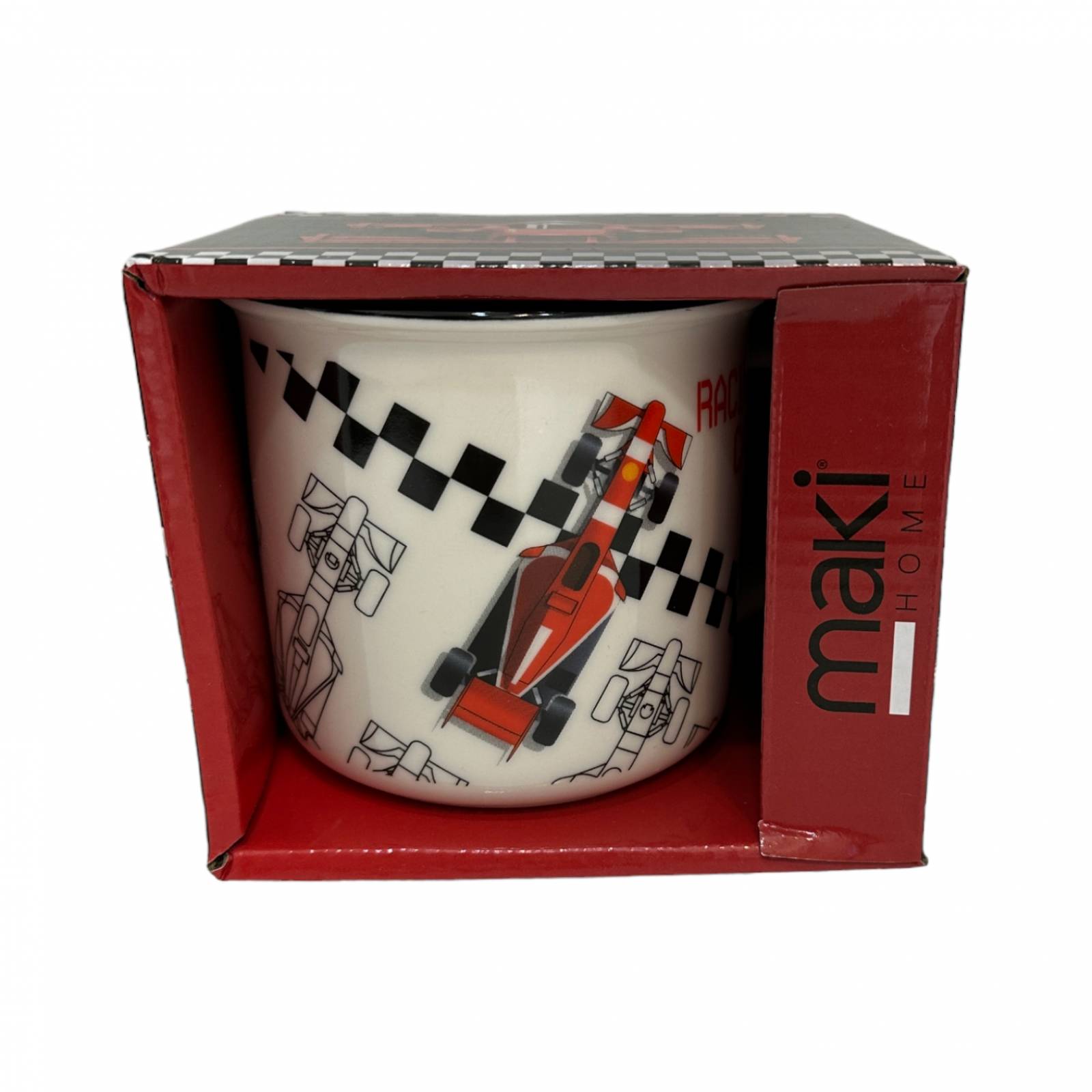 Taza De Porcelana Carro De Carreras Rojo