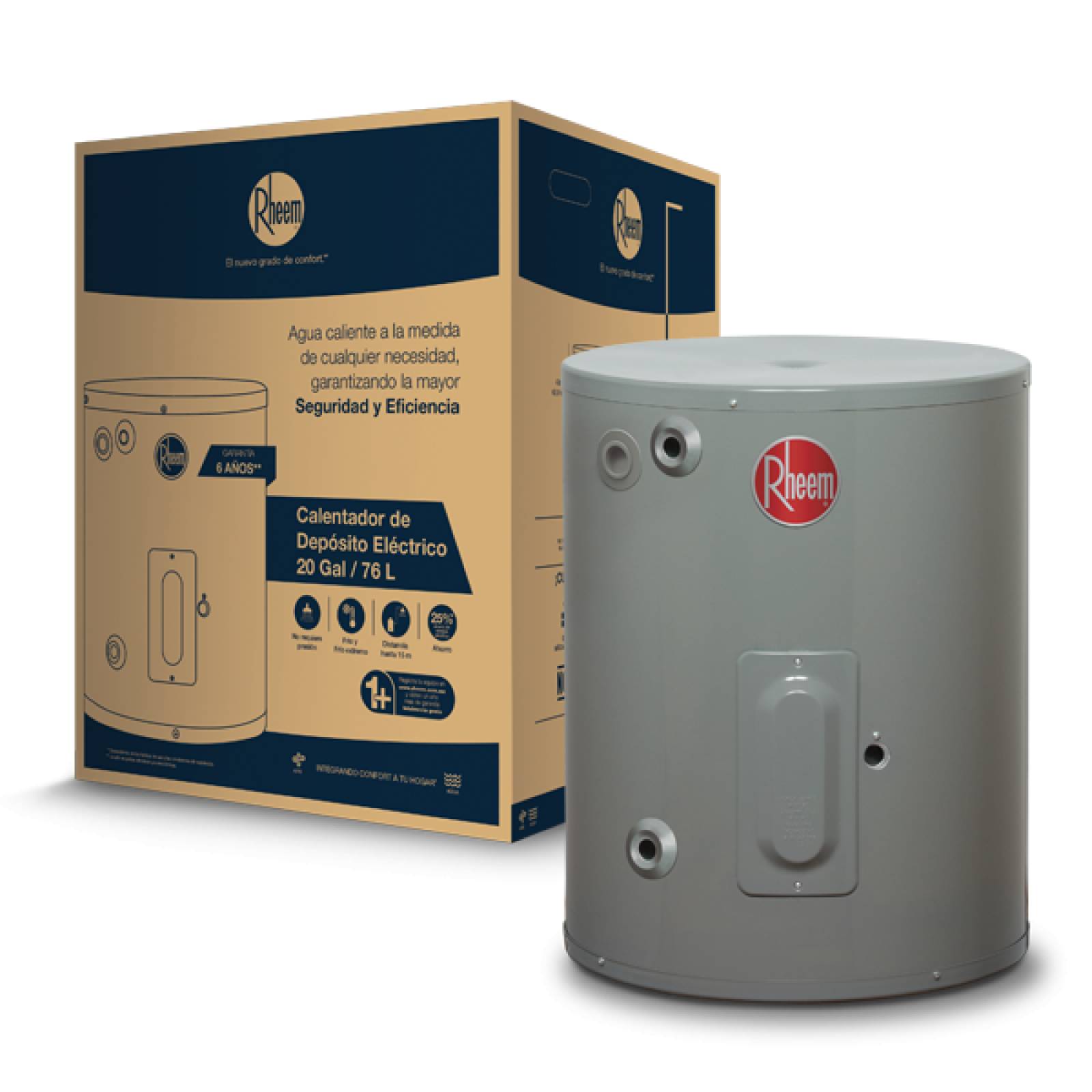 Calentador de Agua Depósito Eléctrico Rheem 76 Litros 127V