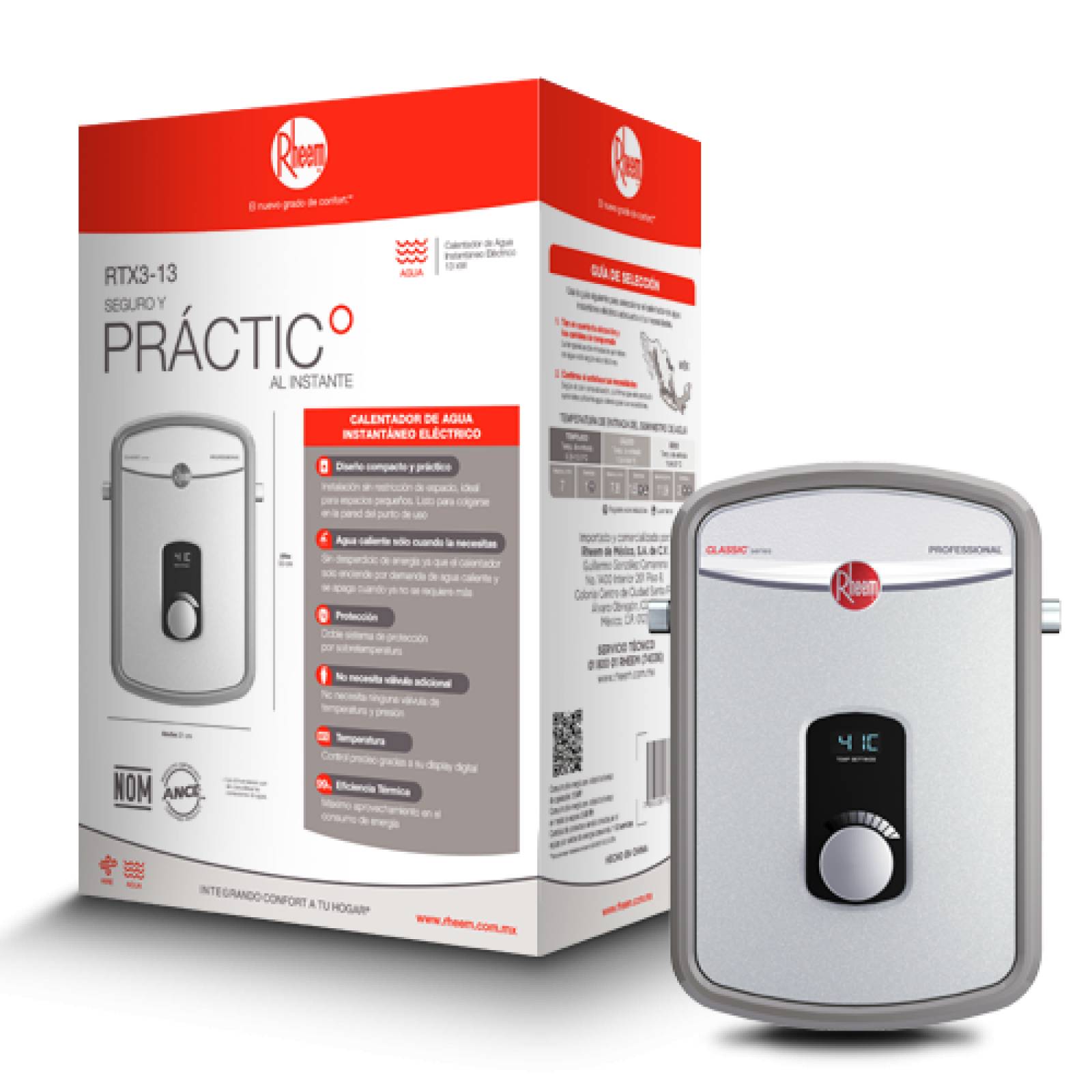 Calentador Agua Instantáneo Eléctrico Rheem 13kW220V+Instalación 