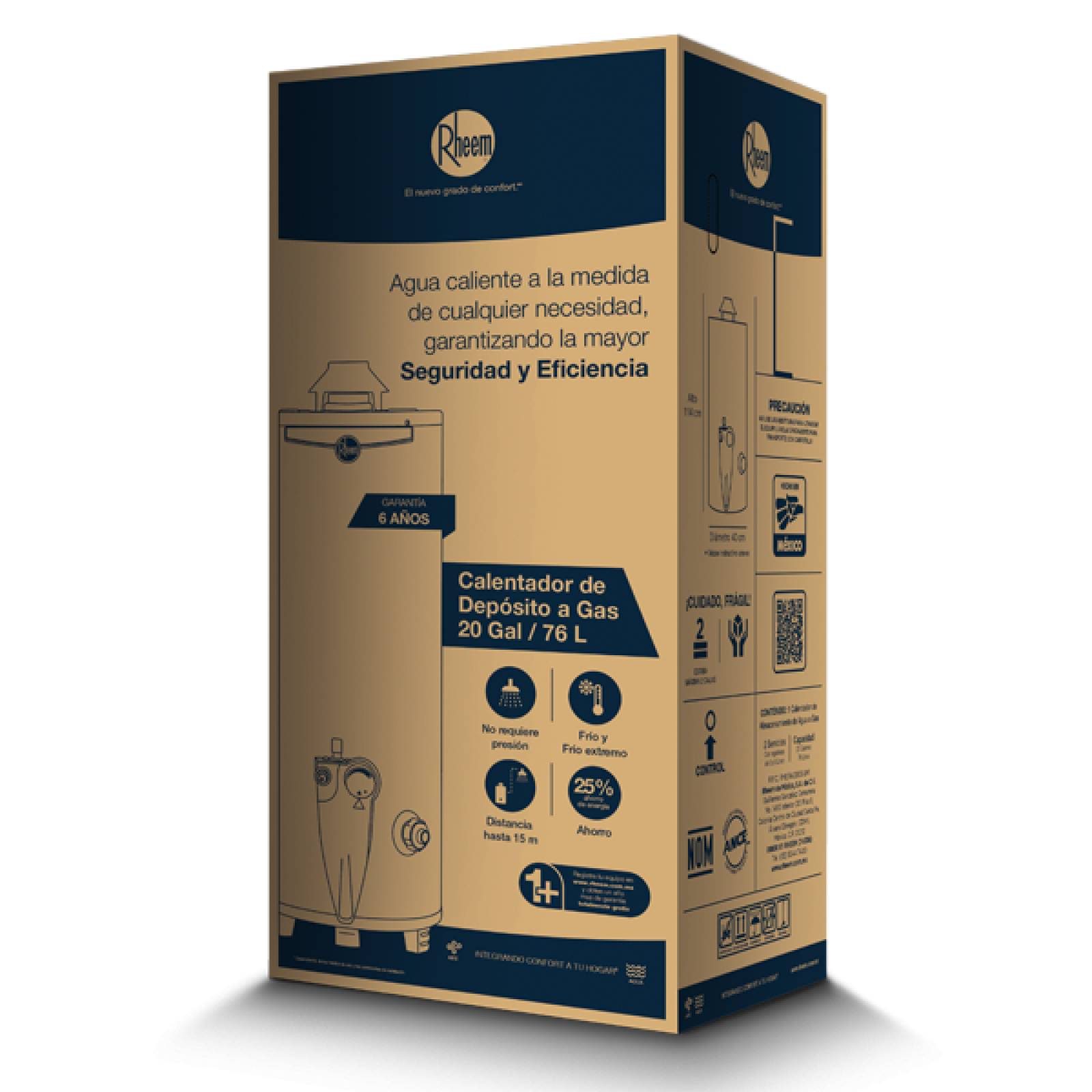 Calentador Agua Depósito Rheem 76L Gas Natural + Instalación 