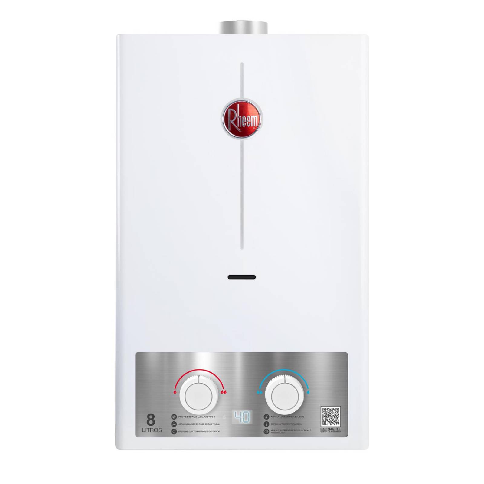 Calentador de Agua Instantaneo 8 Litros por Min Gas Natural 1 Servicio Plus