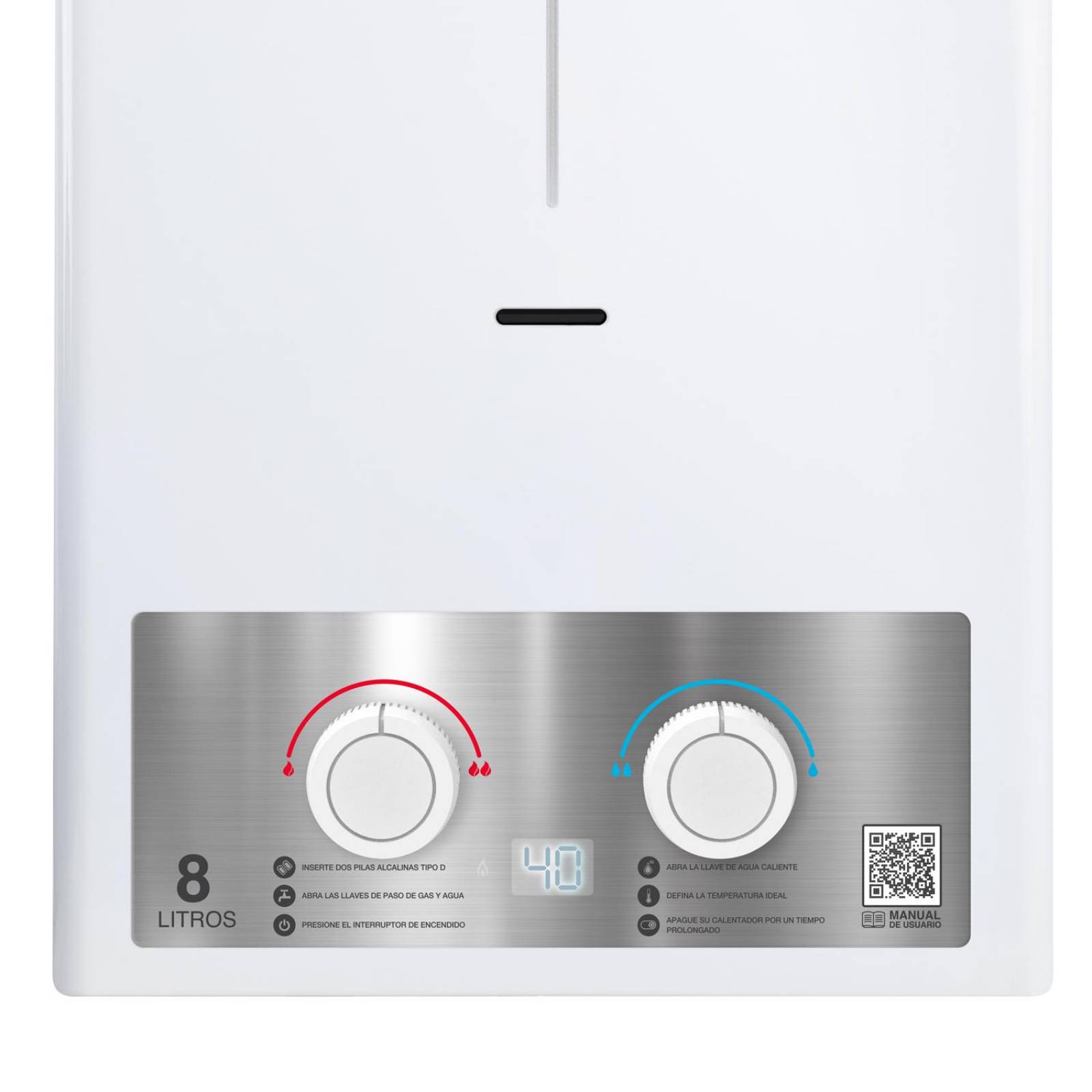 Calentador de Agua Instantaneo 8 Litros por Min Gas Natural 1 Servicio Plus