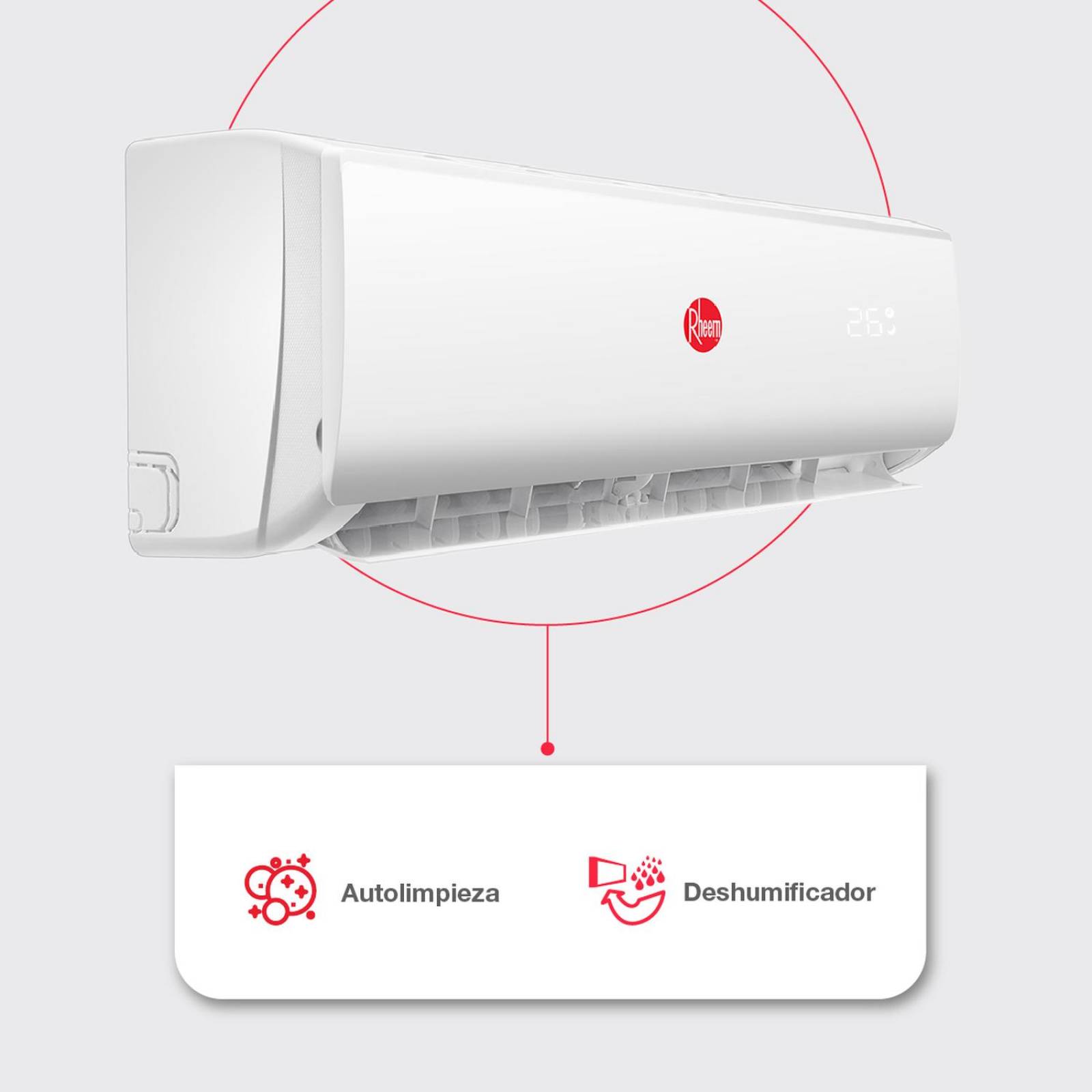 Minisplit Rheem On Off 18000 BTUS 220 V Solo Frio 1.5 Toneladas 