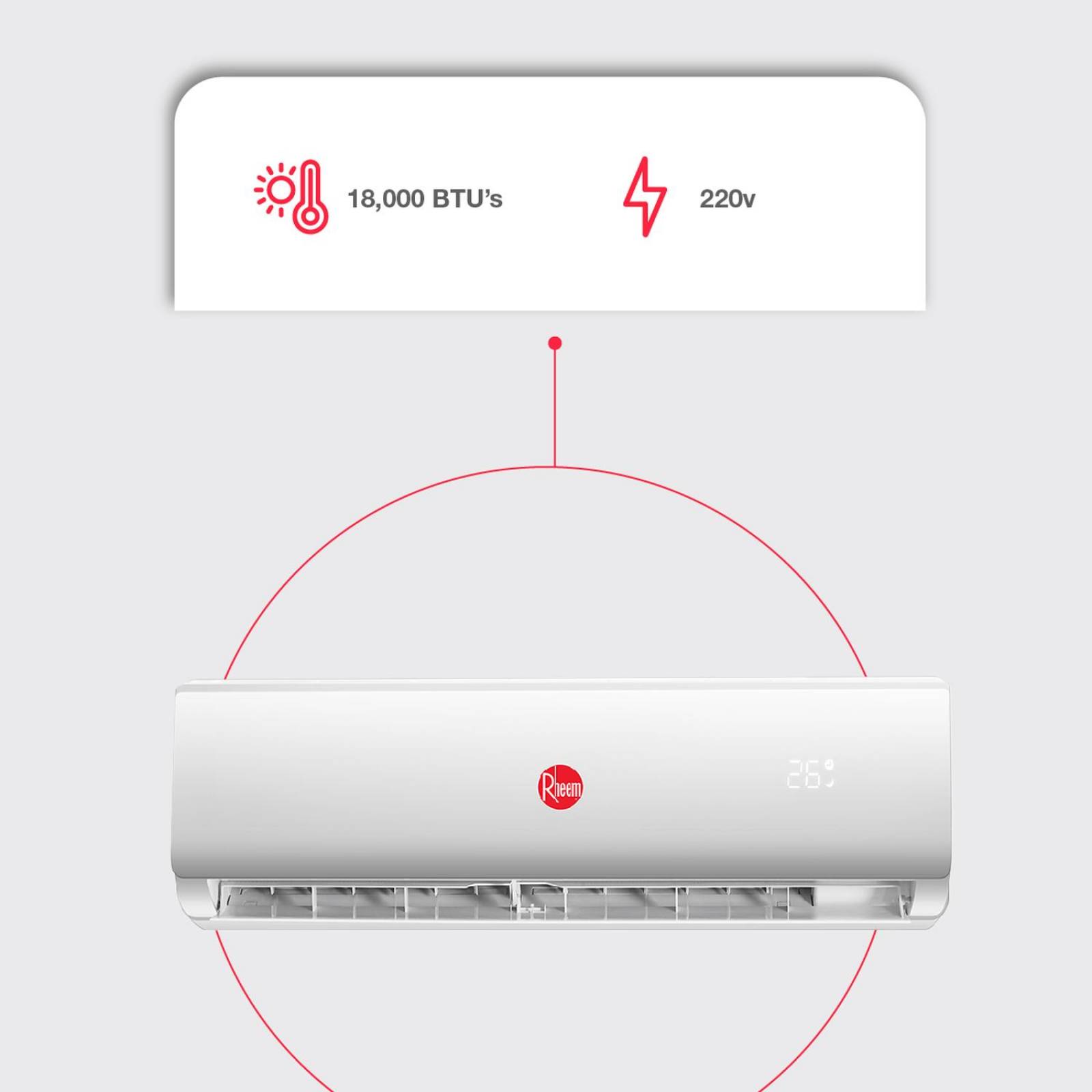Minisplit Rheem On Off 18000 BTUS 220V Frio y Calor 1.5 Toneladas 