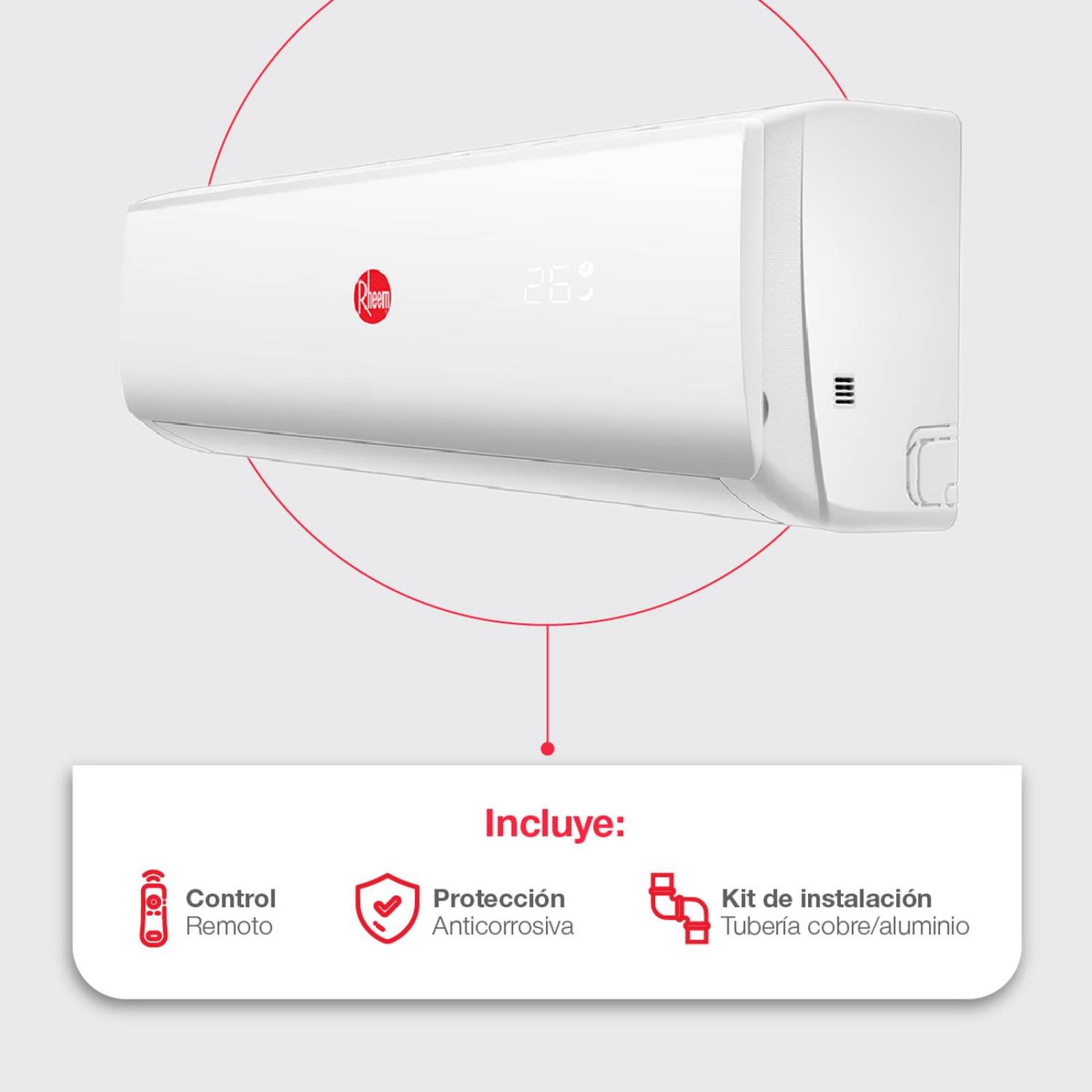 Minisplit Rheem On Off 18000 BTUS 220V Frio y Calor 1.5 Toneladas 
