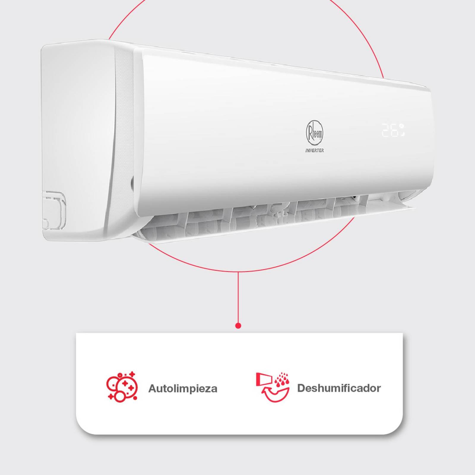 Minisplit Rheem Inverter 12000 BTUS 220 V Solo Frio 1 Tonelada 