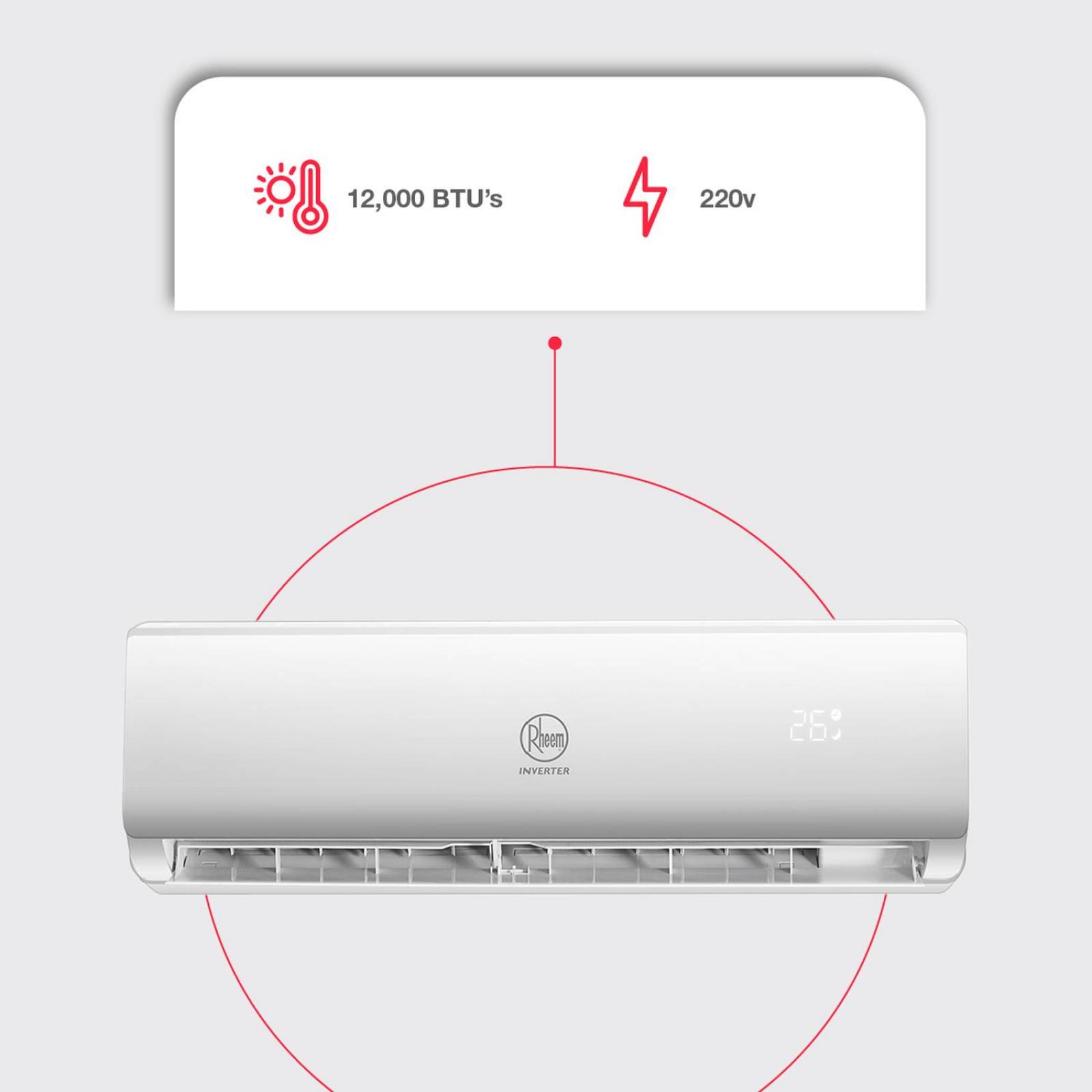 Minisplit Rheem Inverter 12000 BTUS 220V Frio y Calor 1 Tonelada