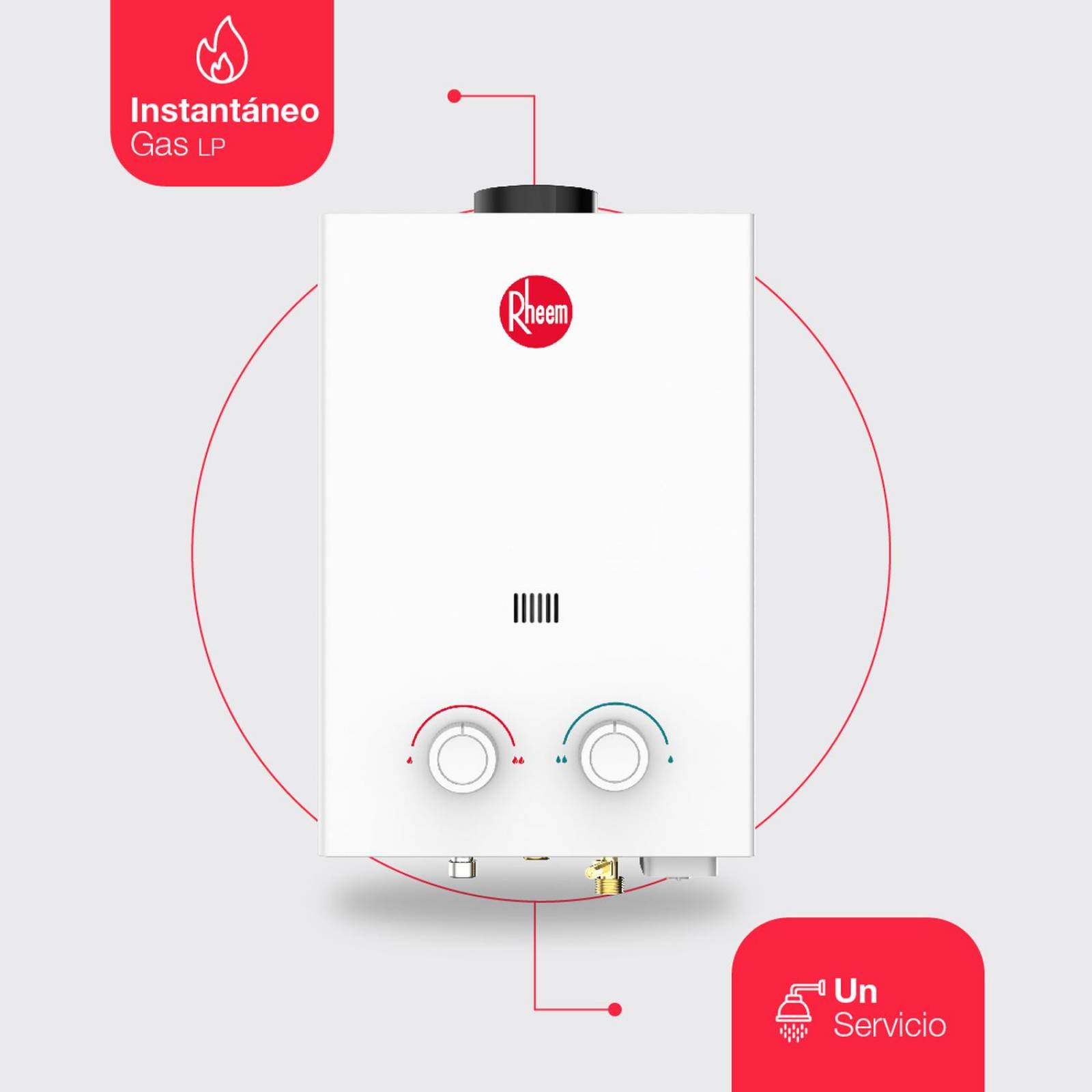 Calentador  de agua instantáneo Rheem Essentials 6 L/Min Gas LP 1 Servicio 