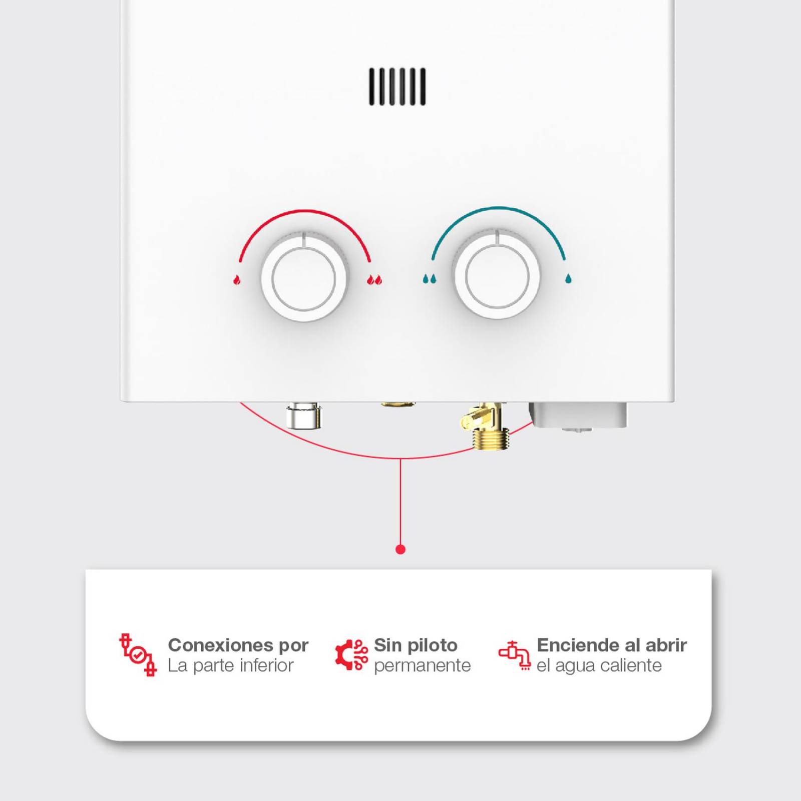 Calentador  de agua instantáneo Rheem Essentials 6 L/Min Gas LP 1 Servicio 