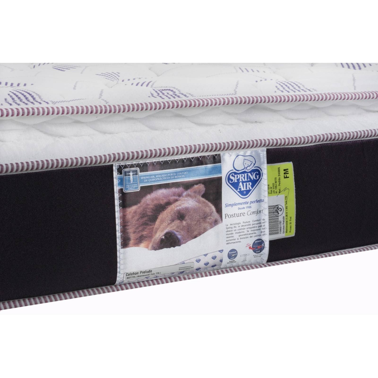 Colchón Individual Size Spring Air Con Base Tacto Piel Chocolate Recamara Bases