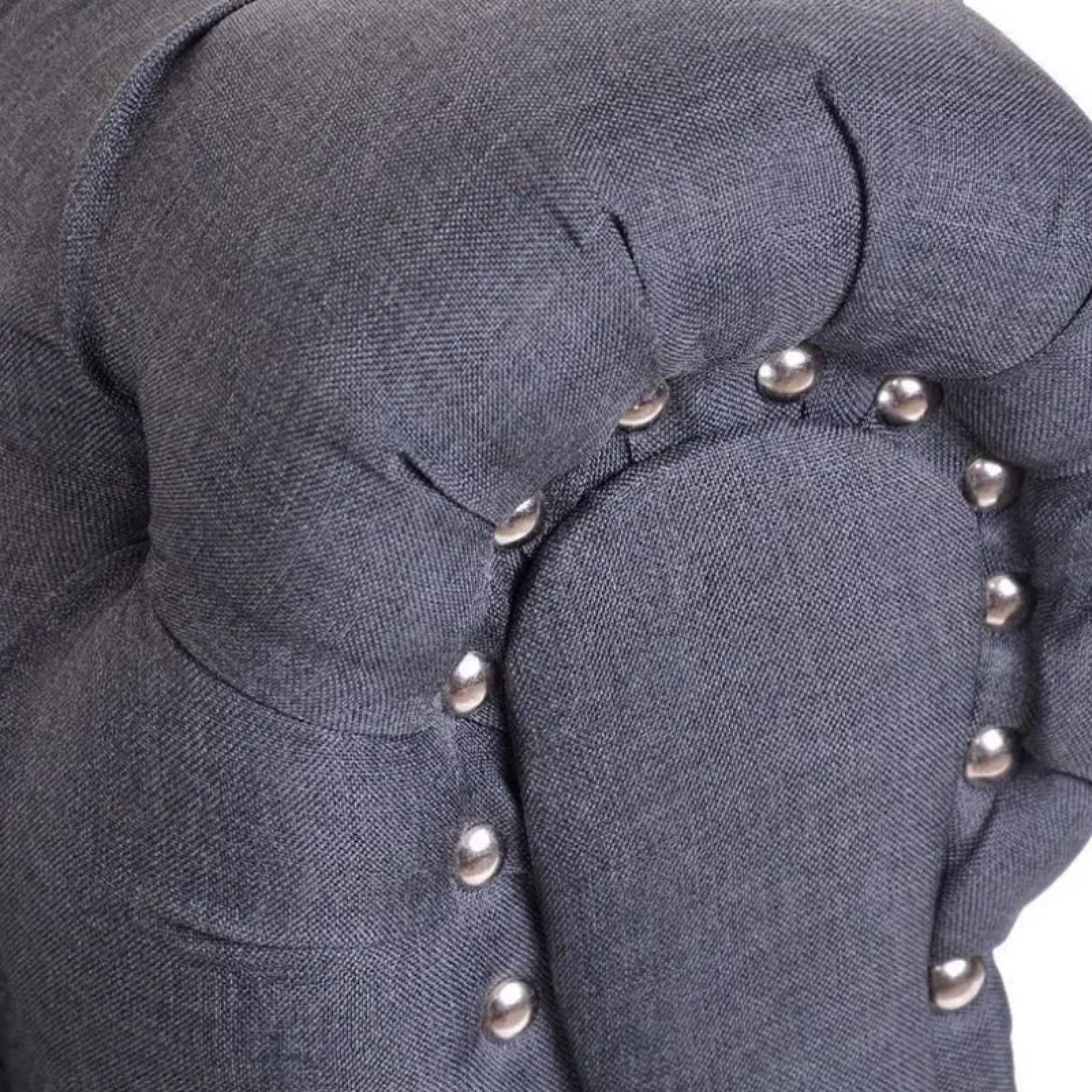Sofá Capitonado Vintage Capitone Salas Modernas Minimalistas Lounge Lino Gris Oxford