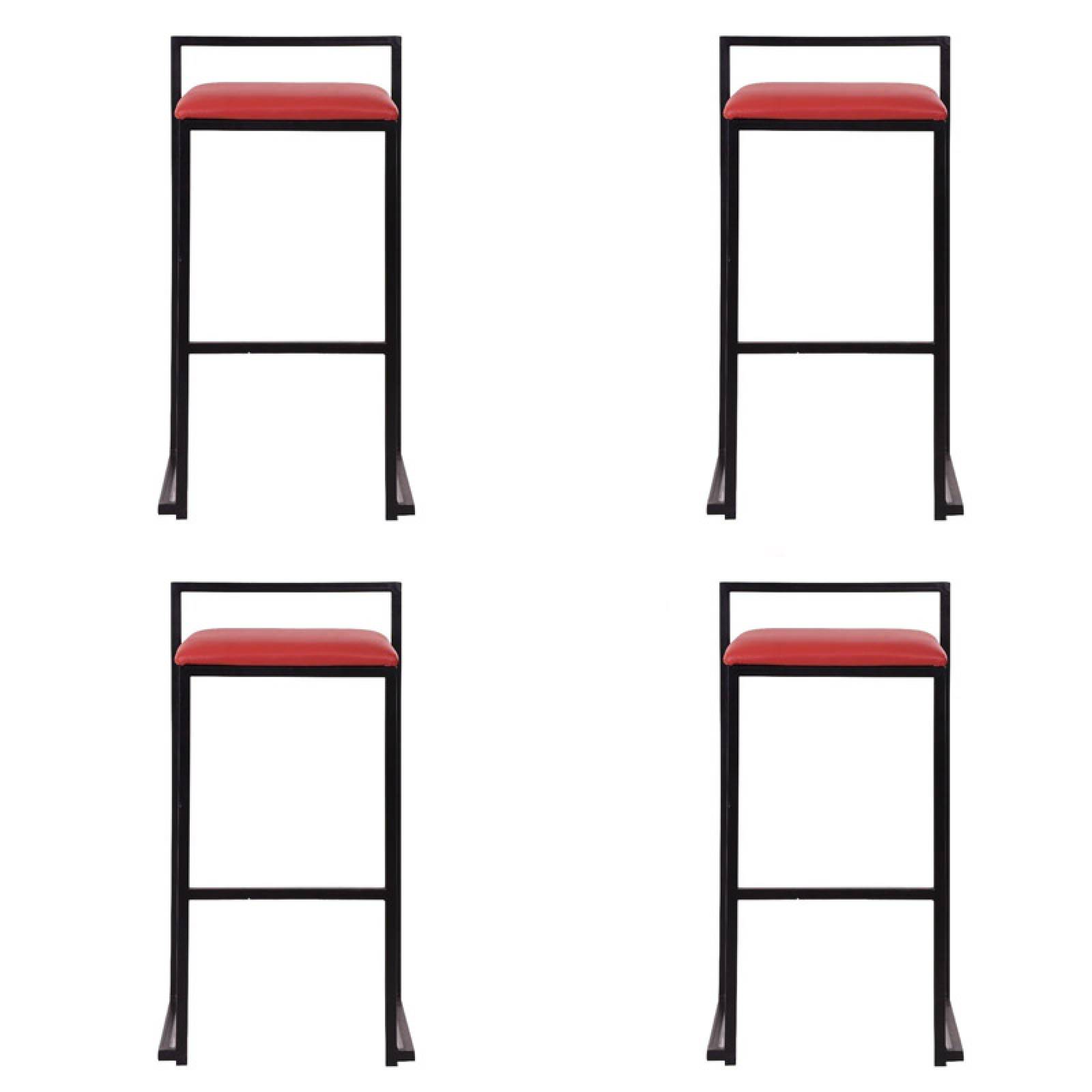 Banco Barra Bar Cubo Lounge Eventos Salón Fiesta Paquete De 4 Rojo Negro