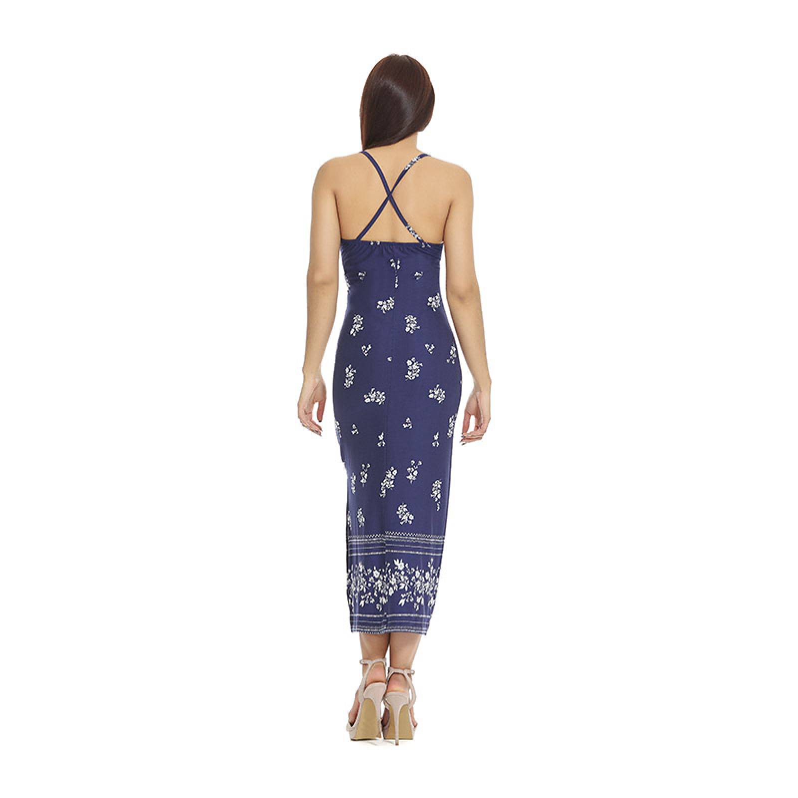 Vestido de tirantes largo 3/4 con estampado de flores. Santory