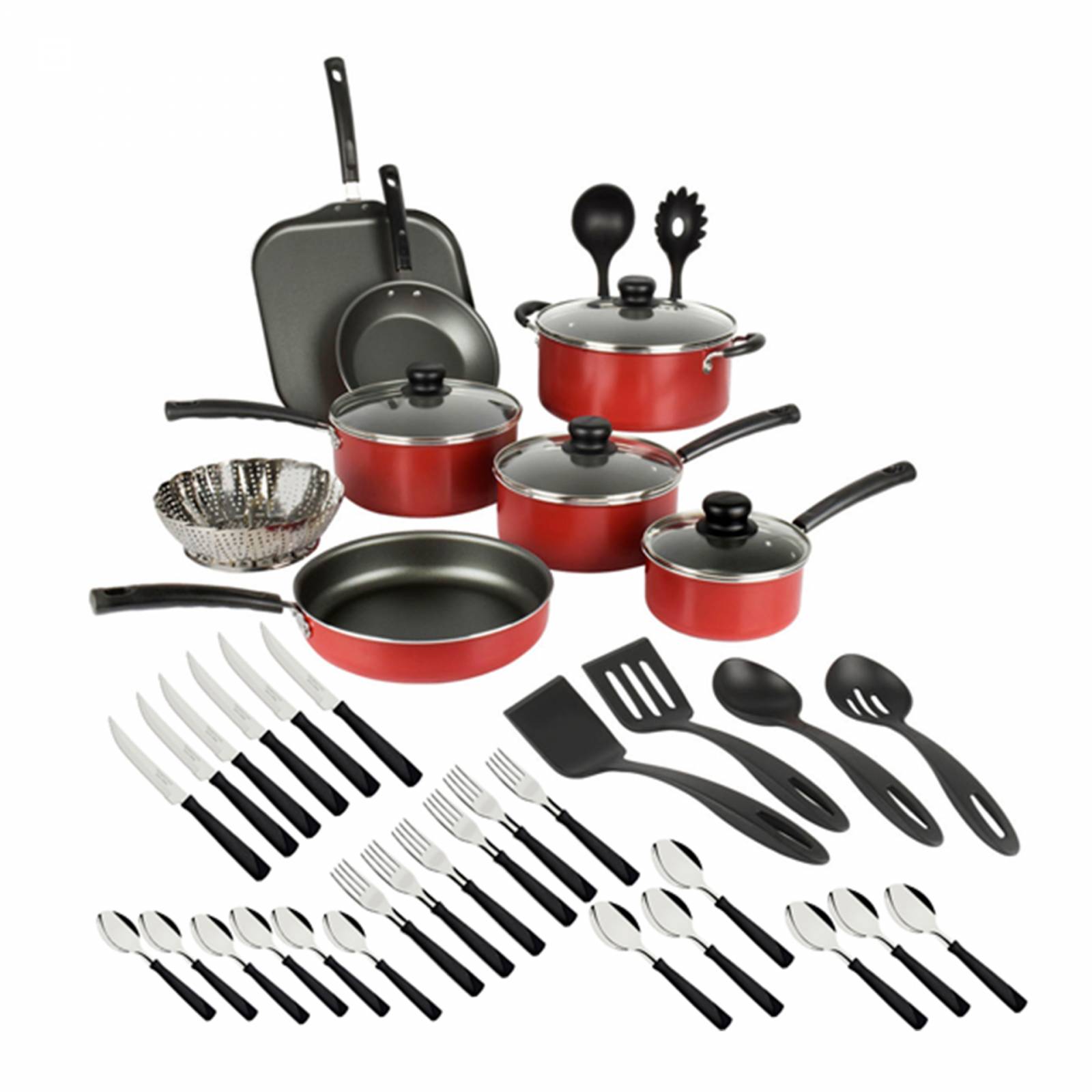 Tramontina Primaware 18 Piece Non-stick Cookware Set, Red 80119567