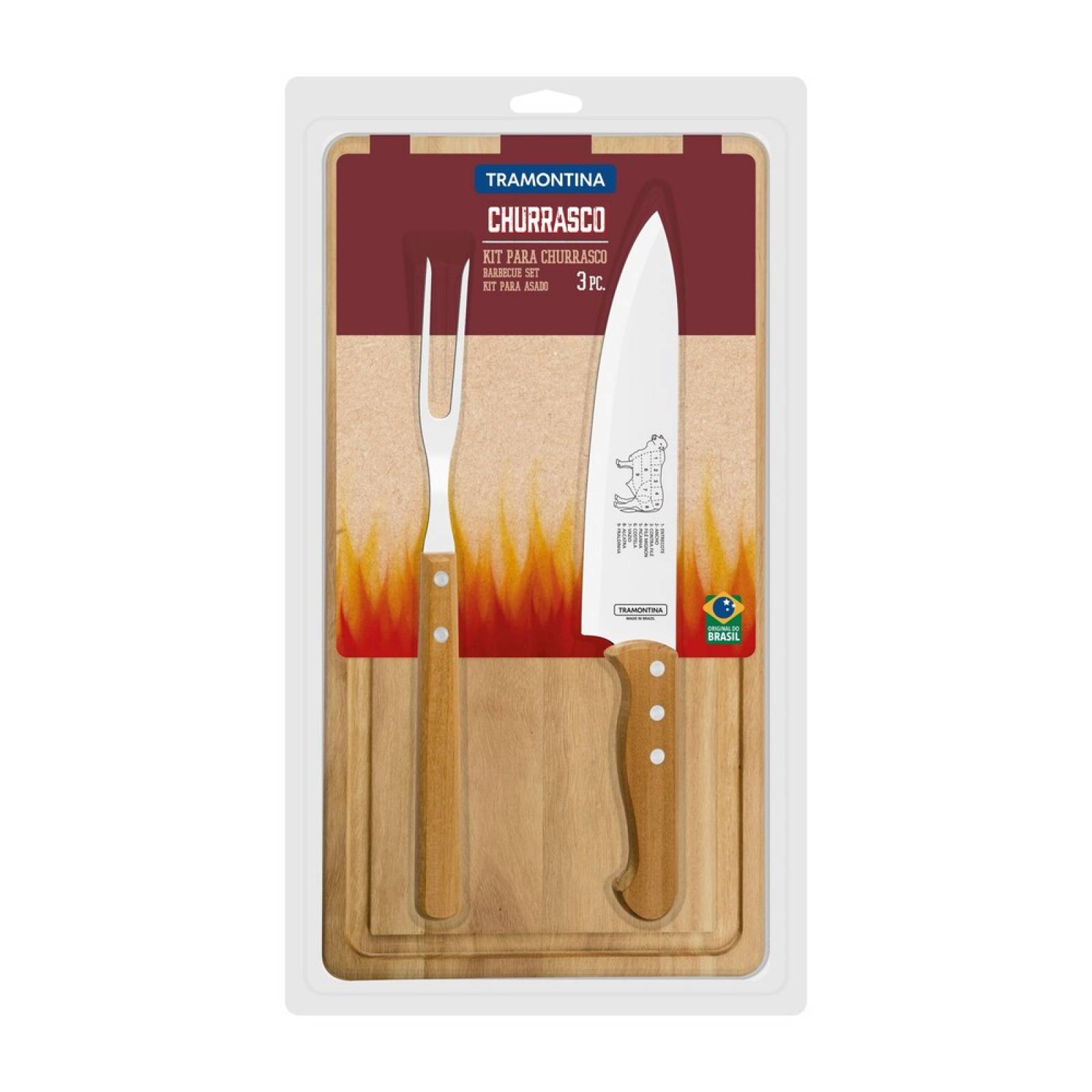 Kit para asado Tramontina Churrasco 3 Piezas