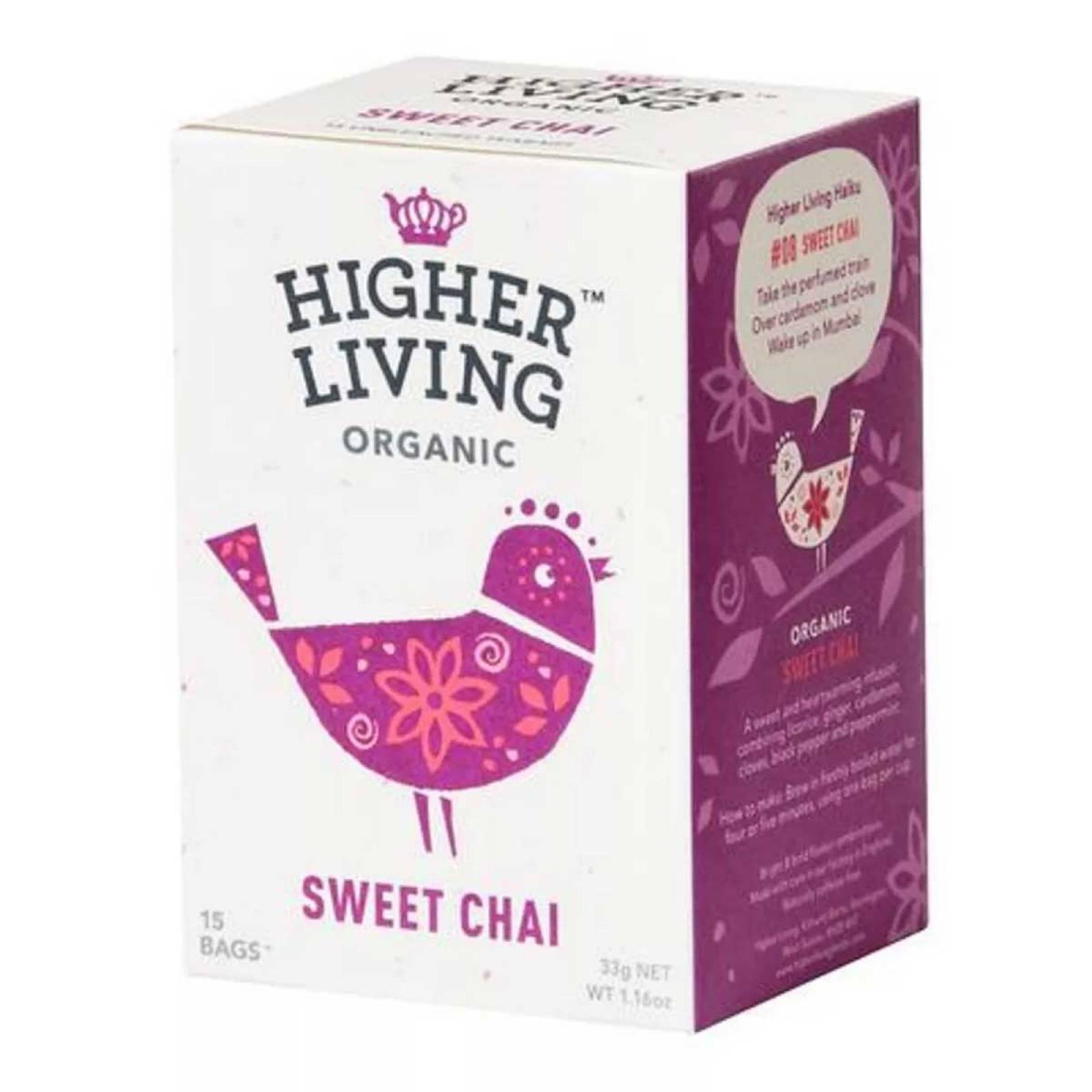 Té Chai Dulce Sweet Chai Higher Living Orgánico Sin Cafeína 