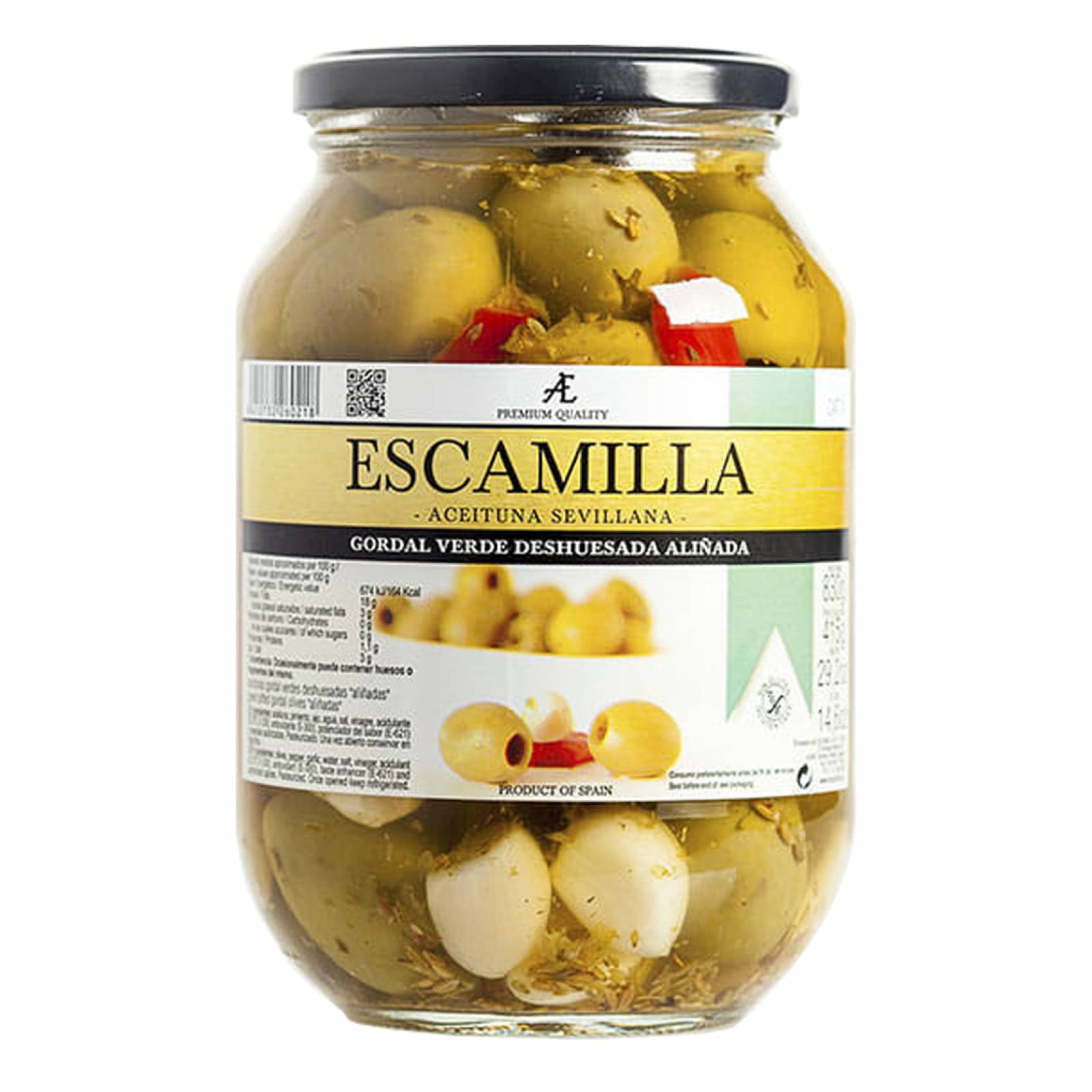 Escamilla Aceituna Verdes sin hueso aliñadas 830 gramos