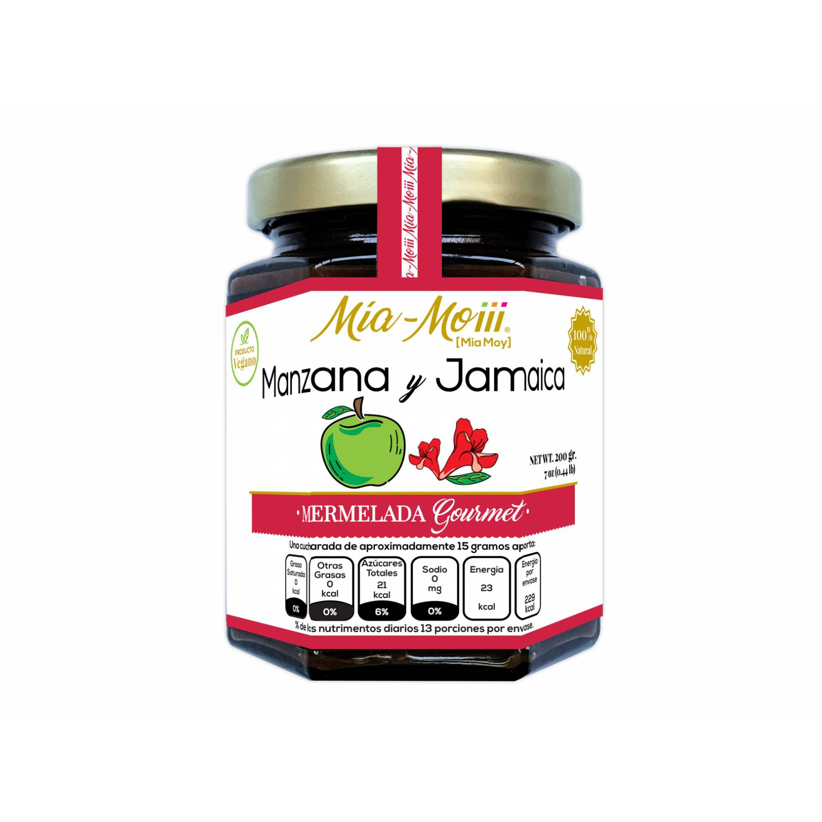Mía Moiii Mermelada Gourmet Manzana Jamaica 200 gramos