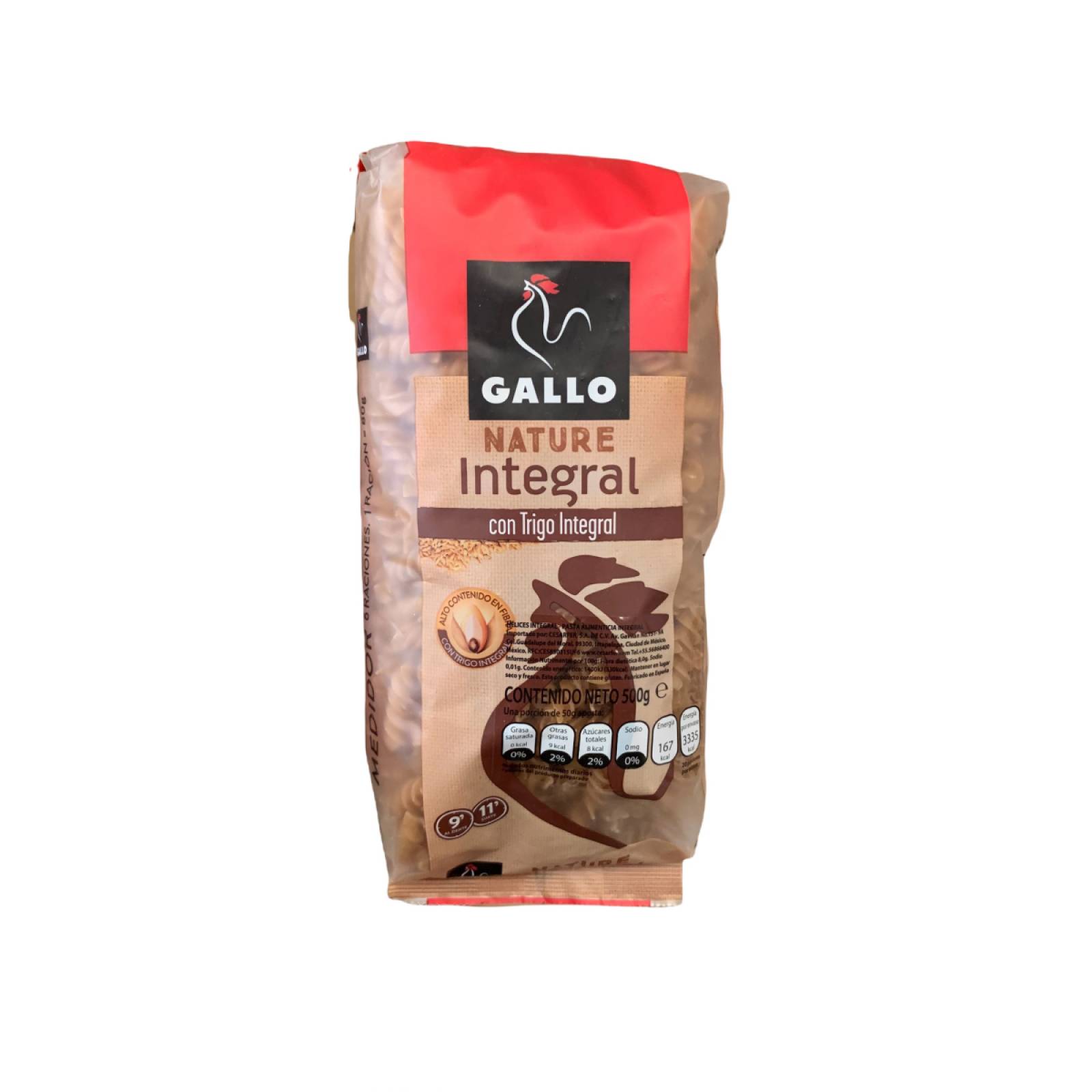 Pasta Hélices Integral Gallo 500 gr